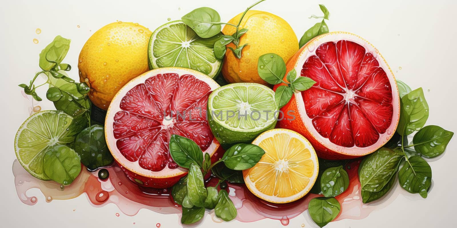 watercolor fruit isolated on white. AI Generated by Desperada