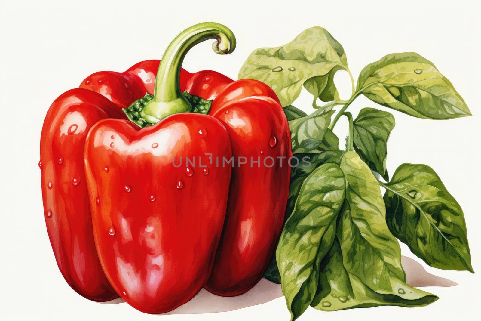 watercolor red bell peppers isolated on white background, AI Generated