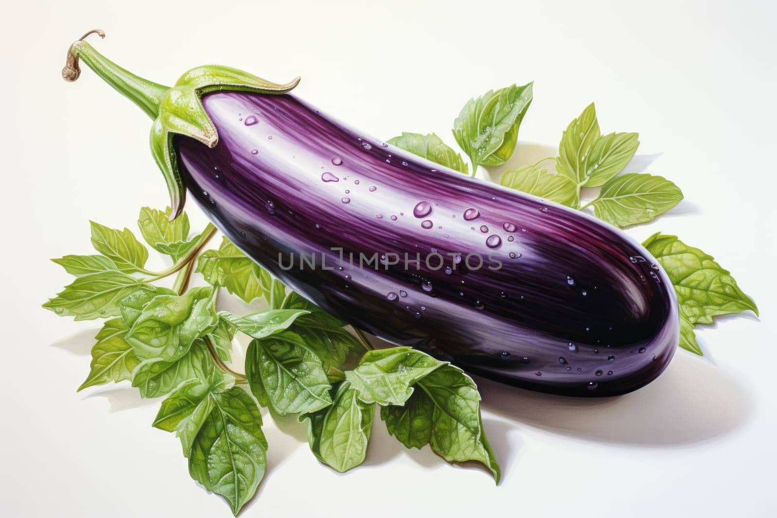 watercolor eggplant isolated on white background, AI Generated