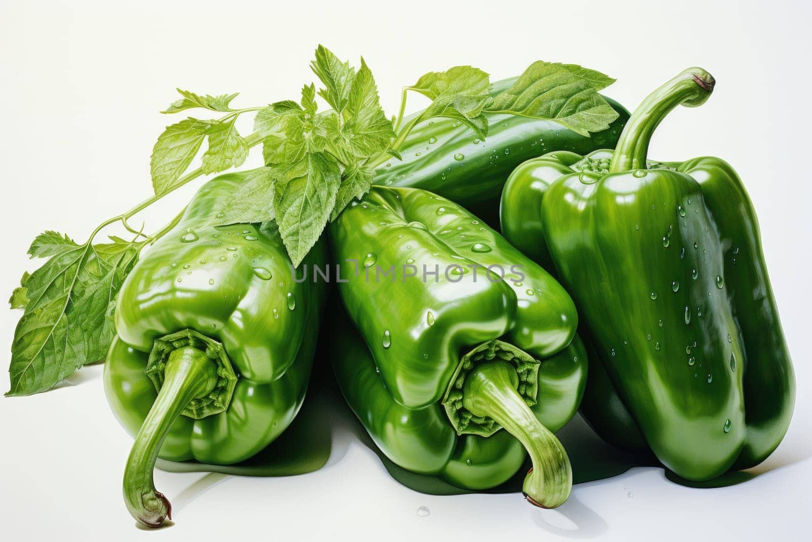 watercolor bell peppers isolated on white , AI Generated by Desperada