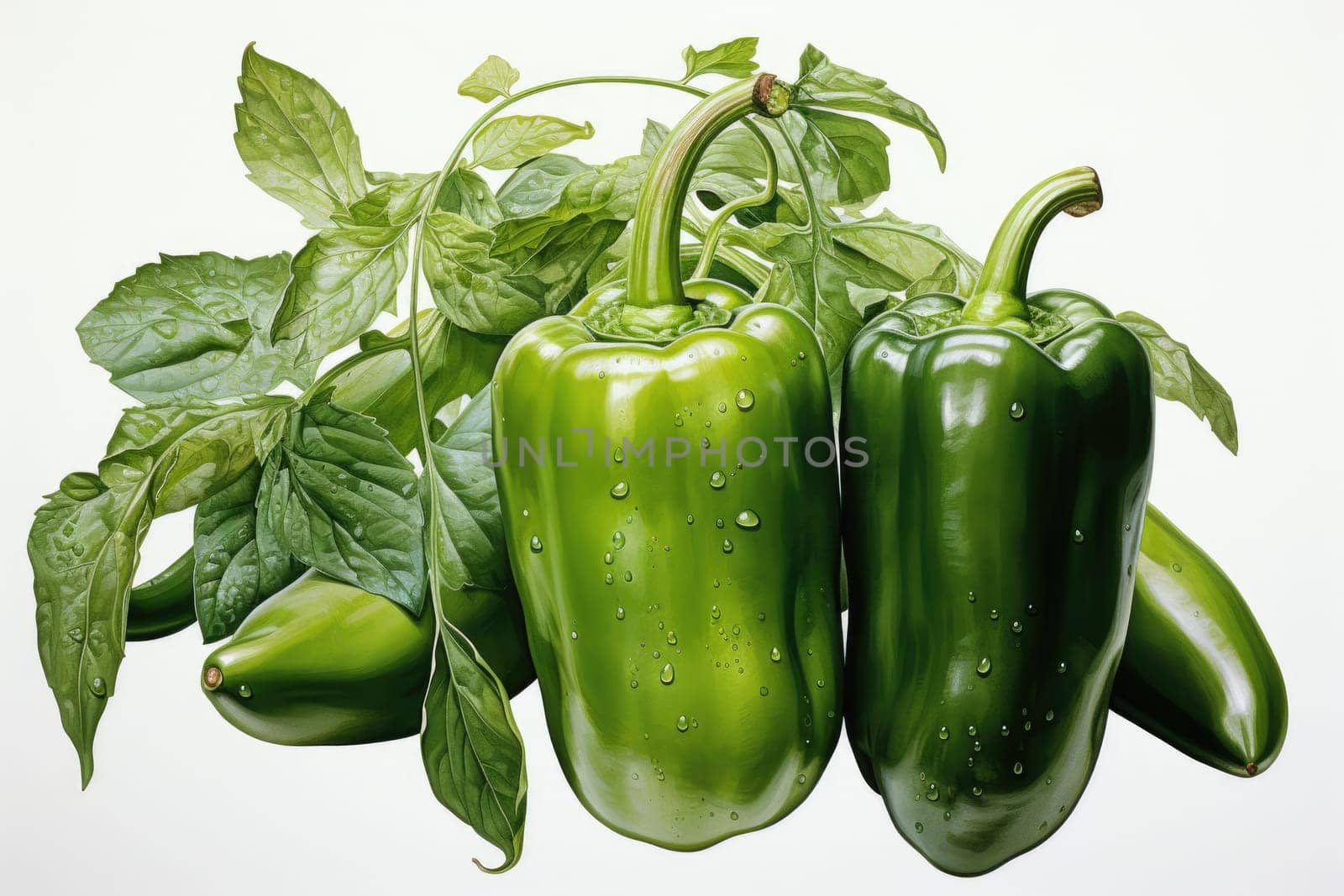 watercolor bell peppers isolated on white , AI Generated by Desperada