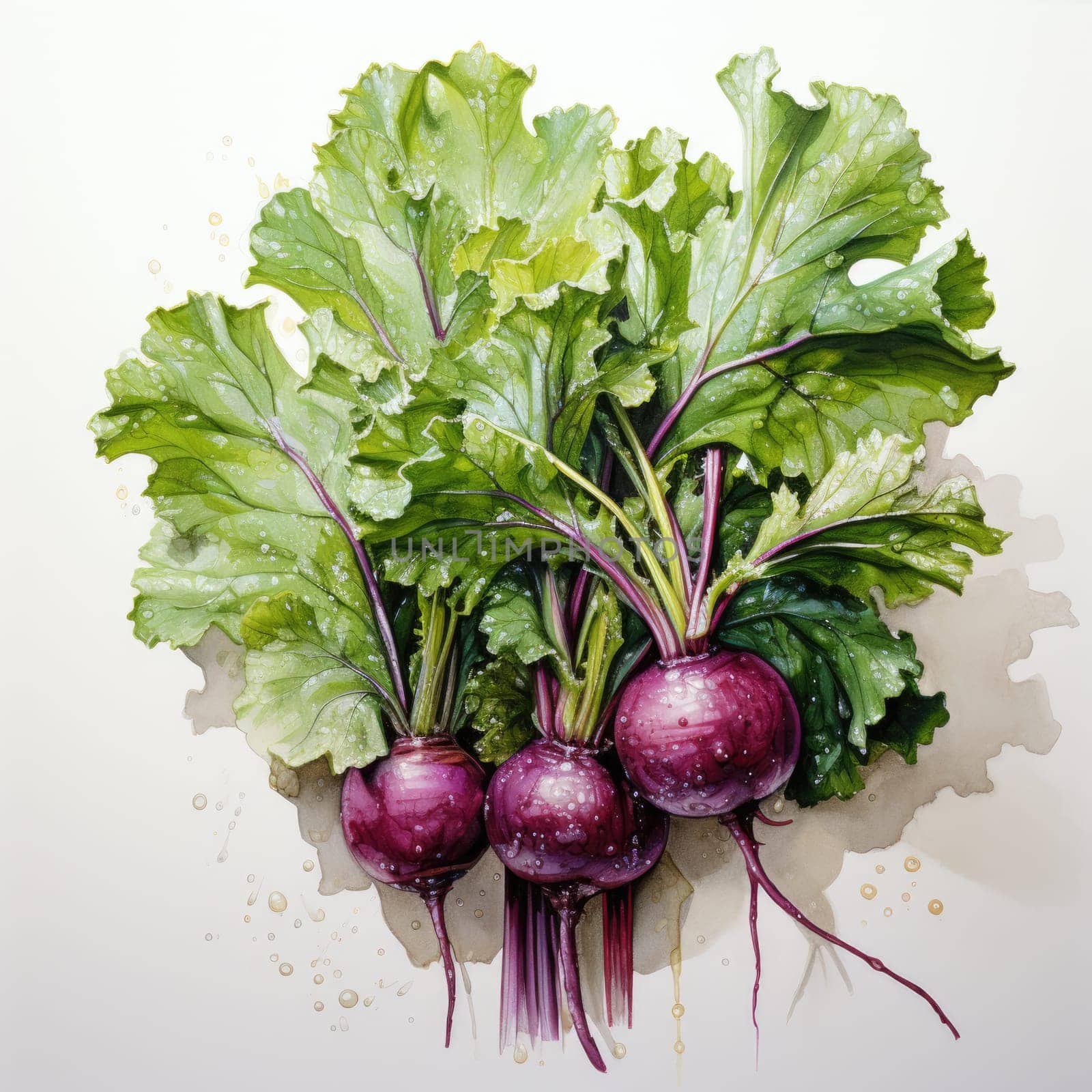 watercolor kale turnip isolated on white , AI Generated by Desperada