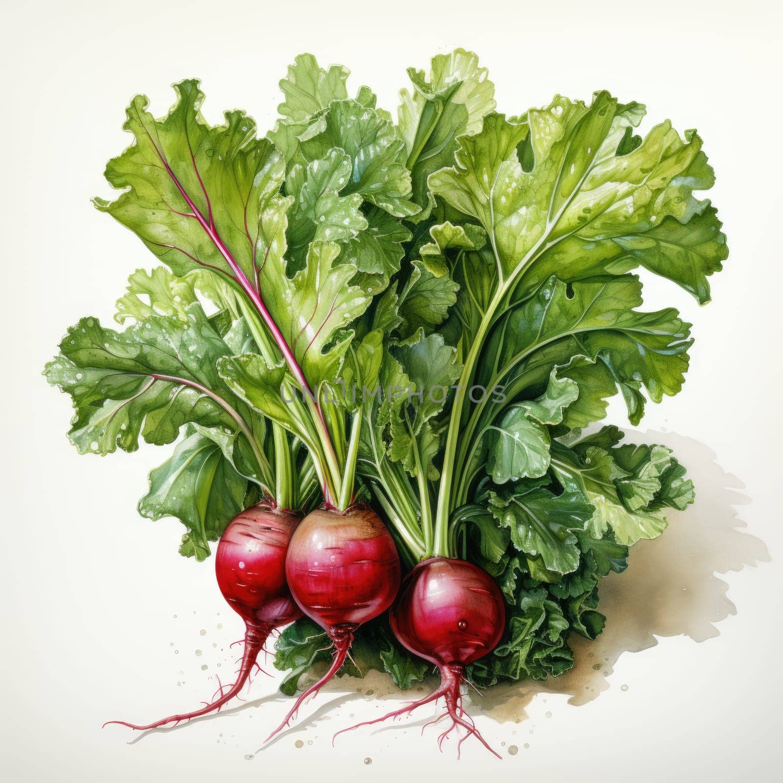 watercolor kale turnip isolated on white , AI Generated by Desperada