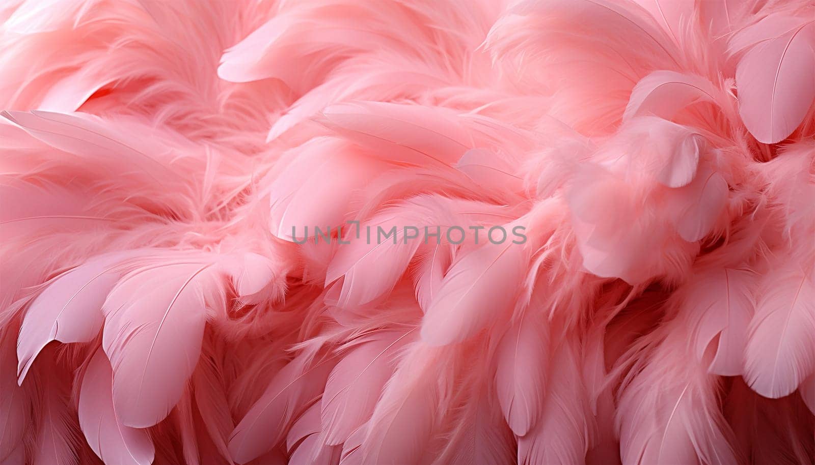 Coral pink vintage flamingo feathers background texture pattern. Beautiful soft pink color trends feather pattern texture background with pink pastel light flare by Annebel146