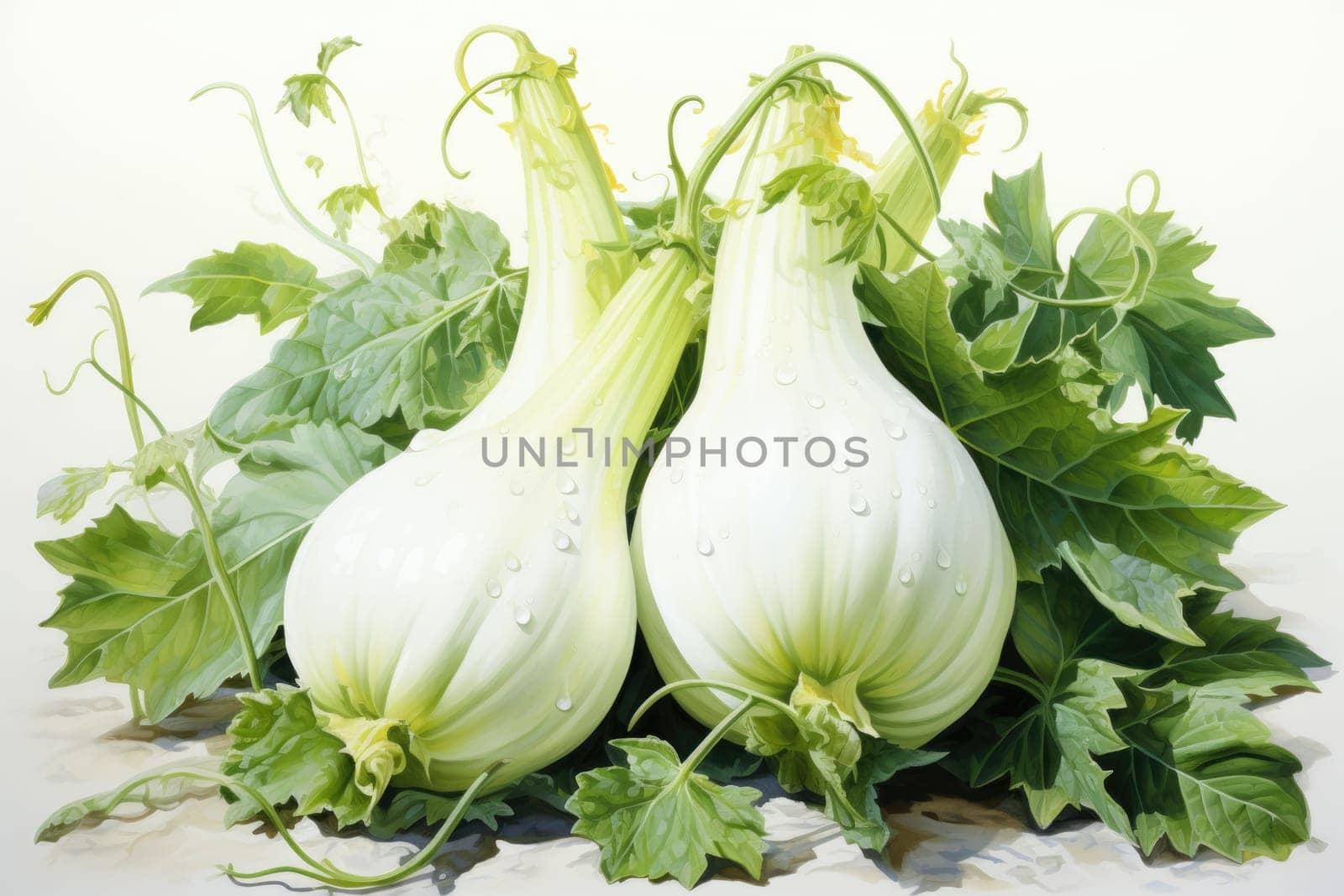watercolor squash isolated on white background. AI Generated