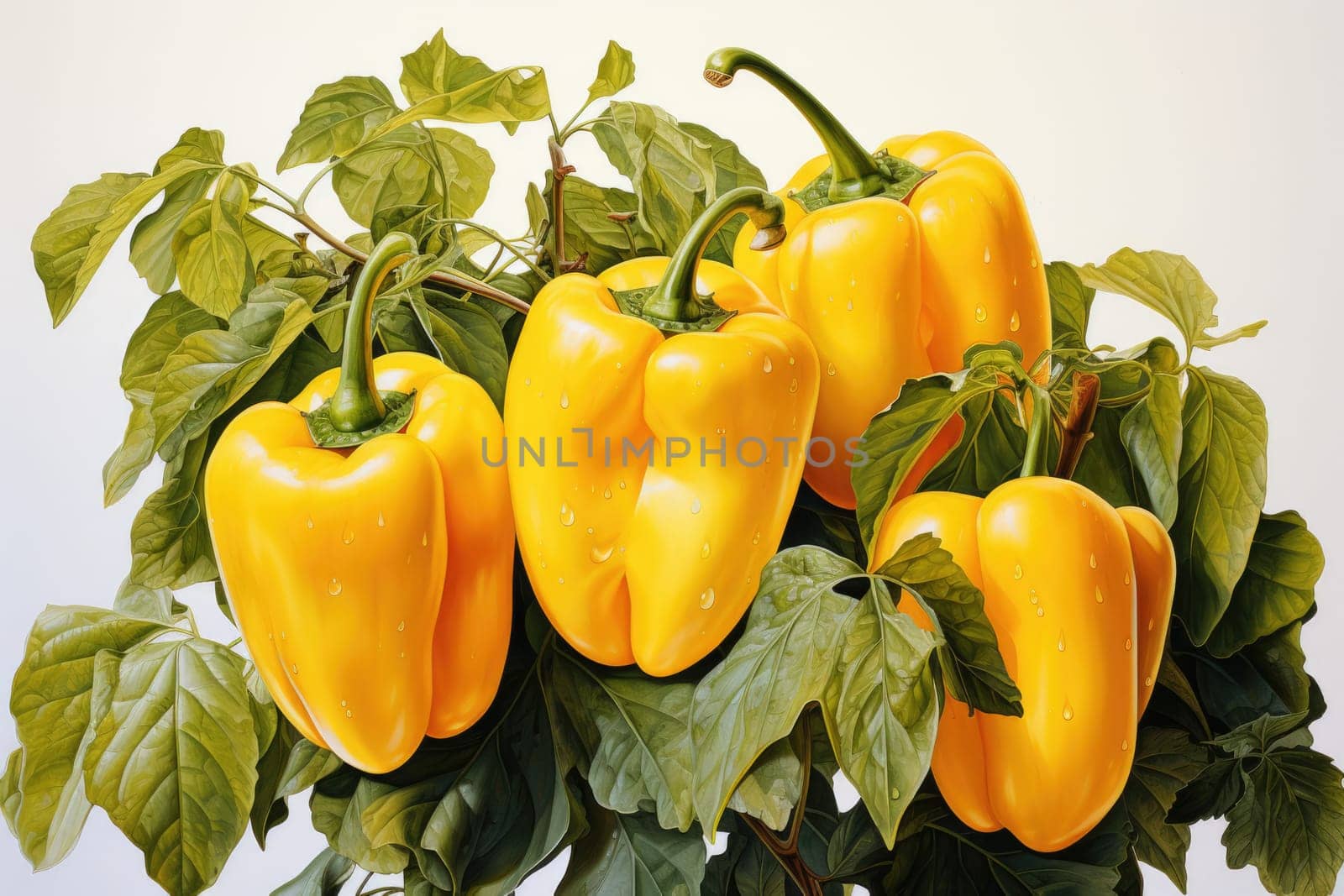 watercolor yellow bell peppersisolated on white background, AI Generated