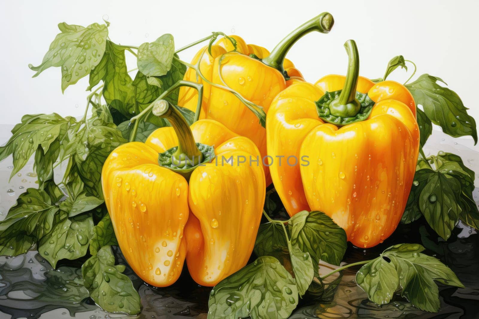 watercolor bell peppers isolated on white , AI Generated by Desperada