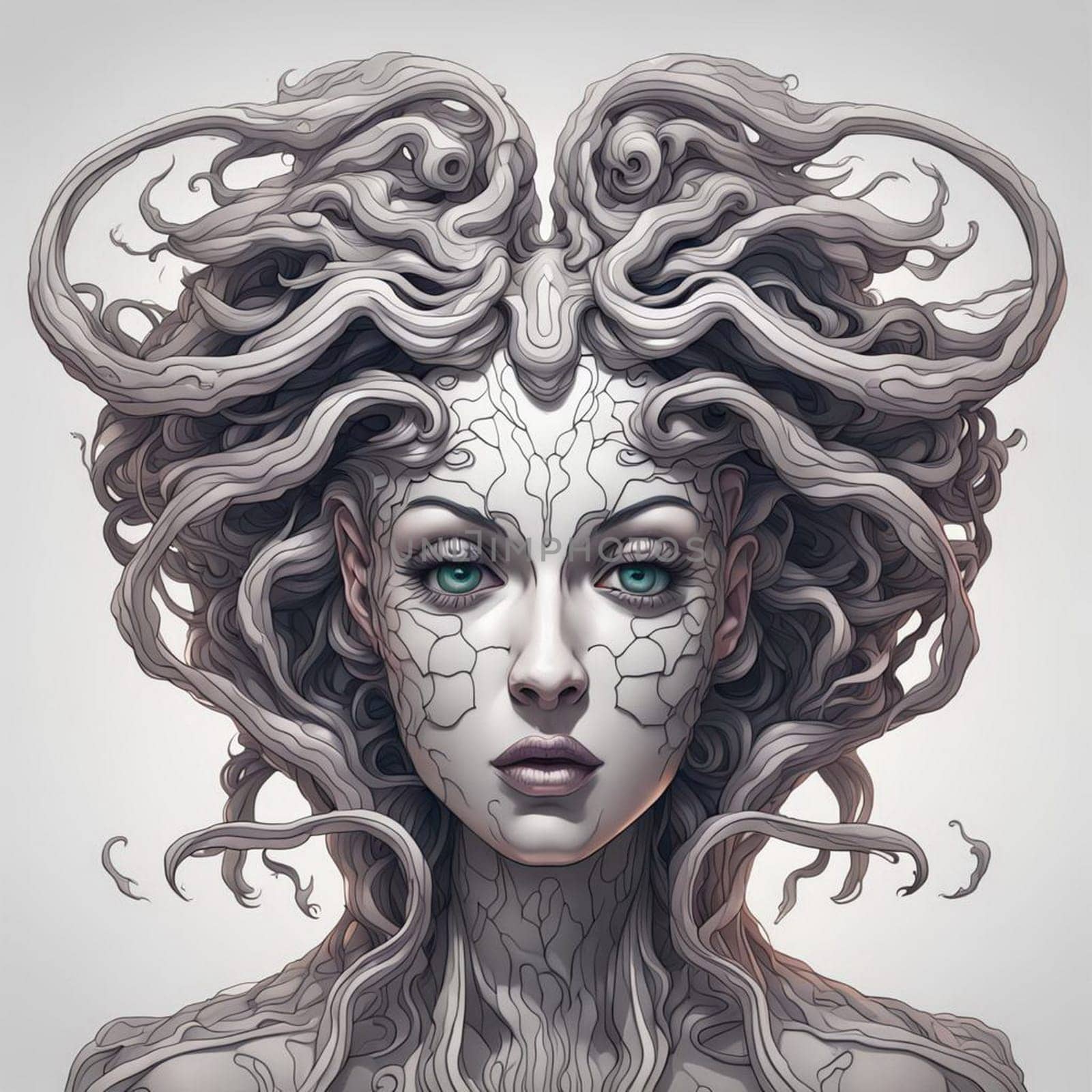 Monochrome portrait of a Medusa. by Vailatese46