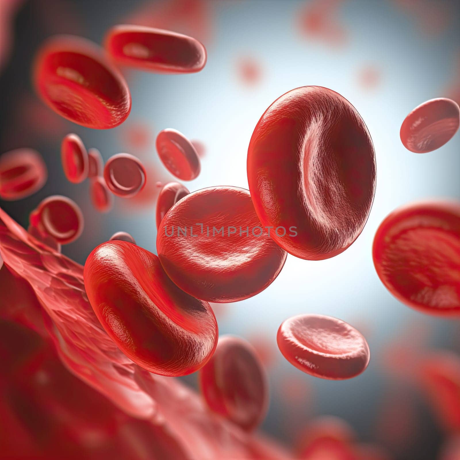 red blood cells isolated on bright background.