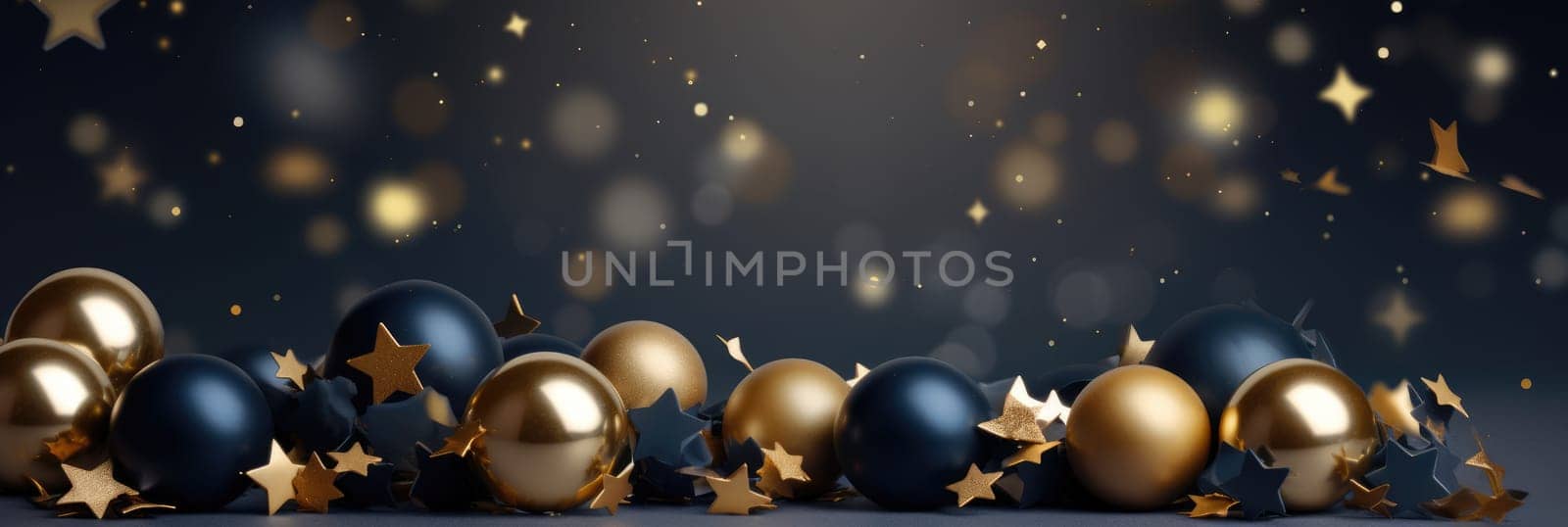 Christmas and new year 2024 decoration on the blue vintage background golden stars comeliness