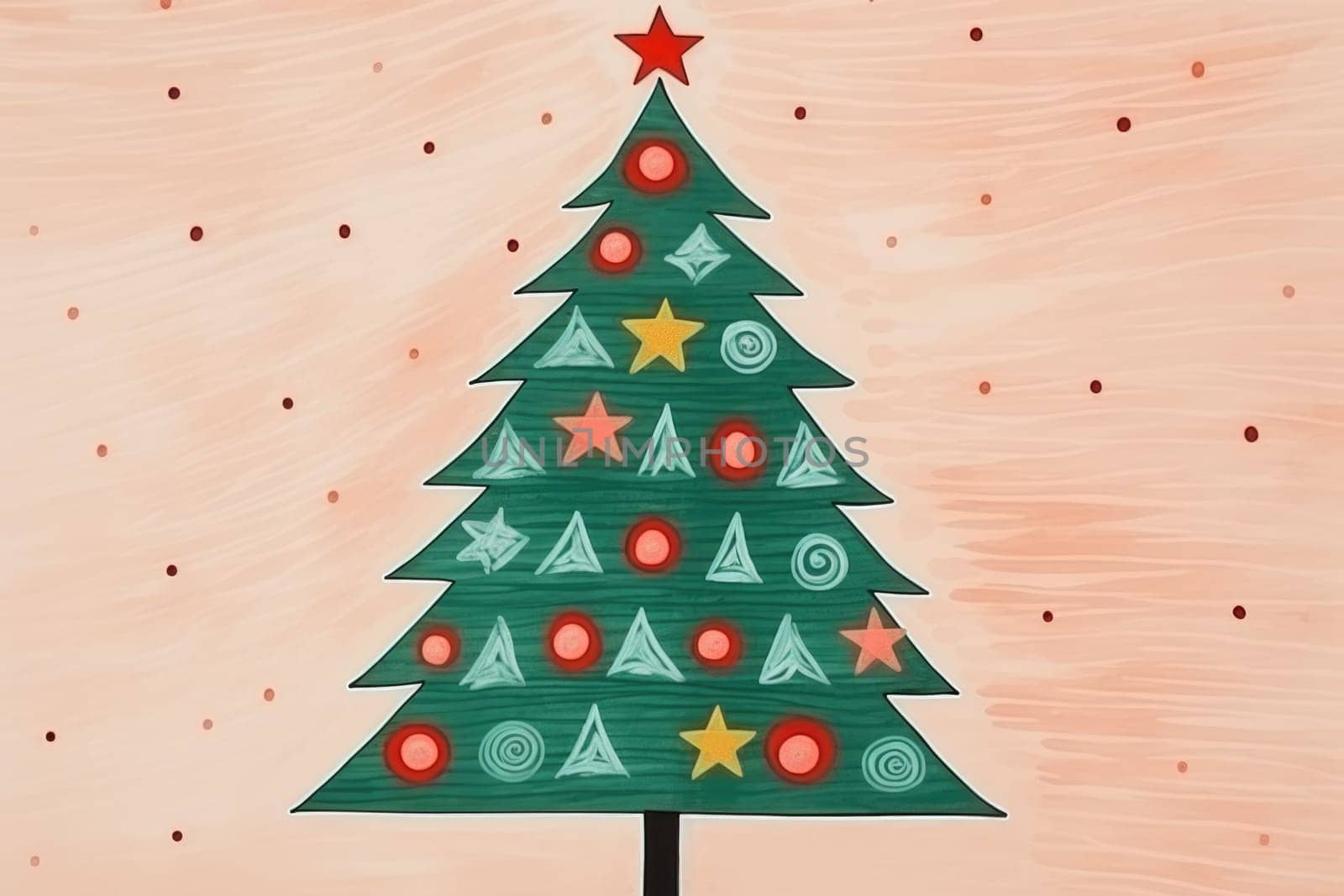 Creative art Christmas tree hand drawing style comeliness by biancoblue