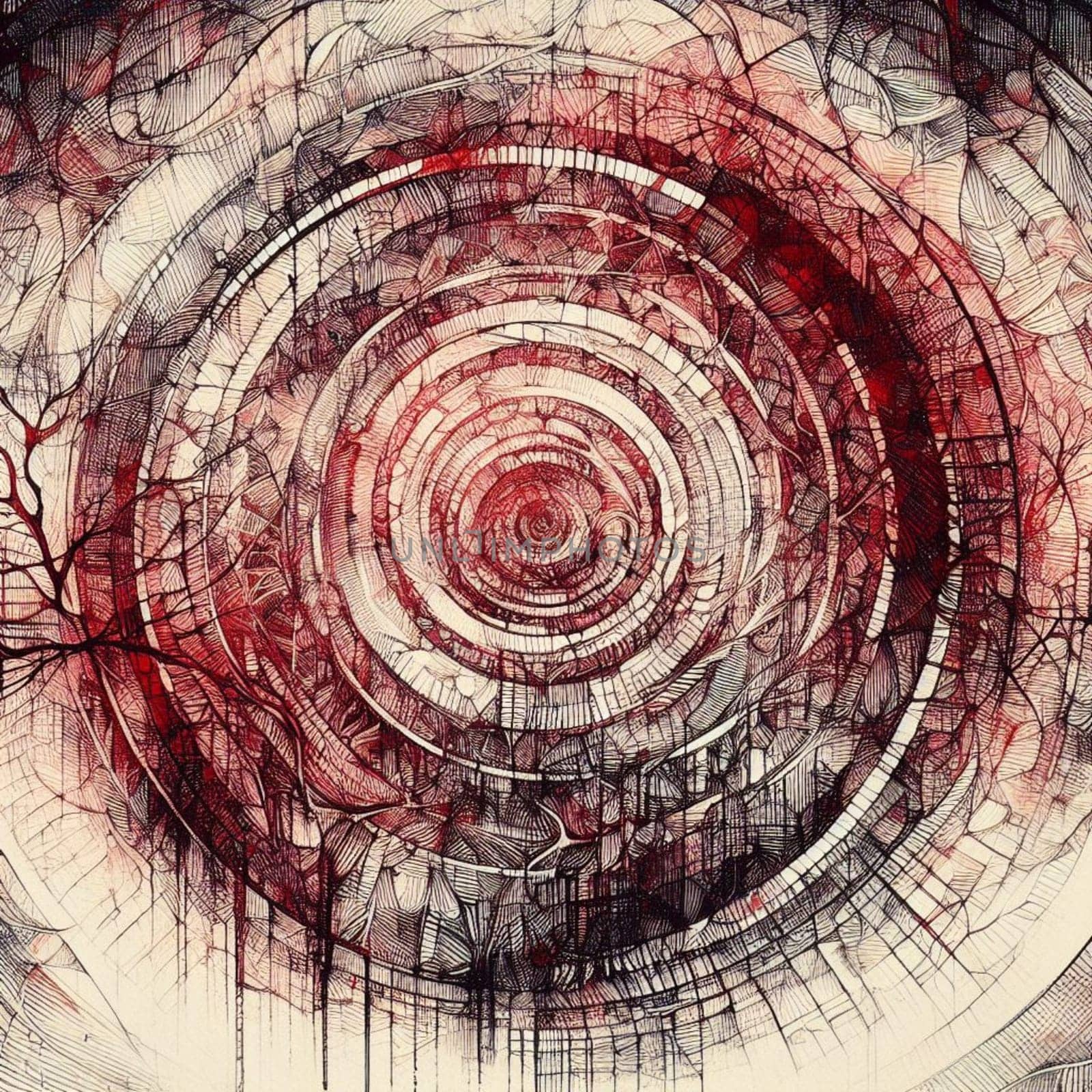 abstract art in red black ink , abstract arts, dystopian generative ai art