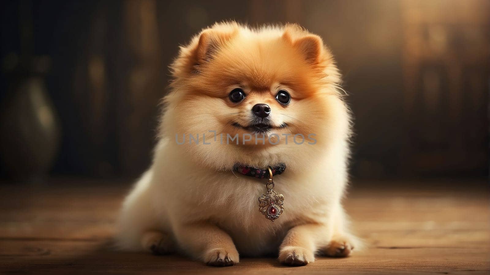 Pomeranian Spitz dog cute lovely pose smiling fluffy Pomerania spitz with rounded face, very happy good for background content