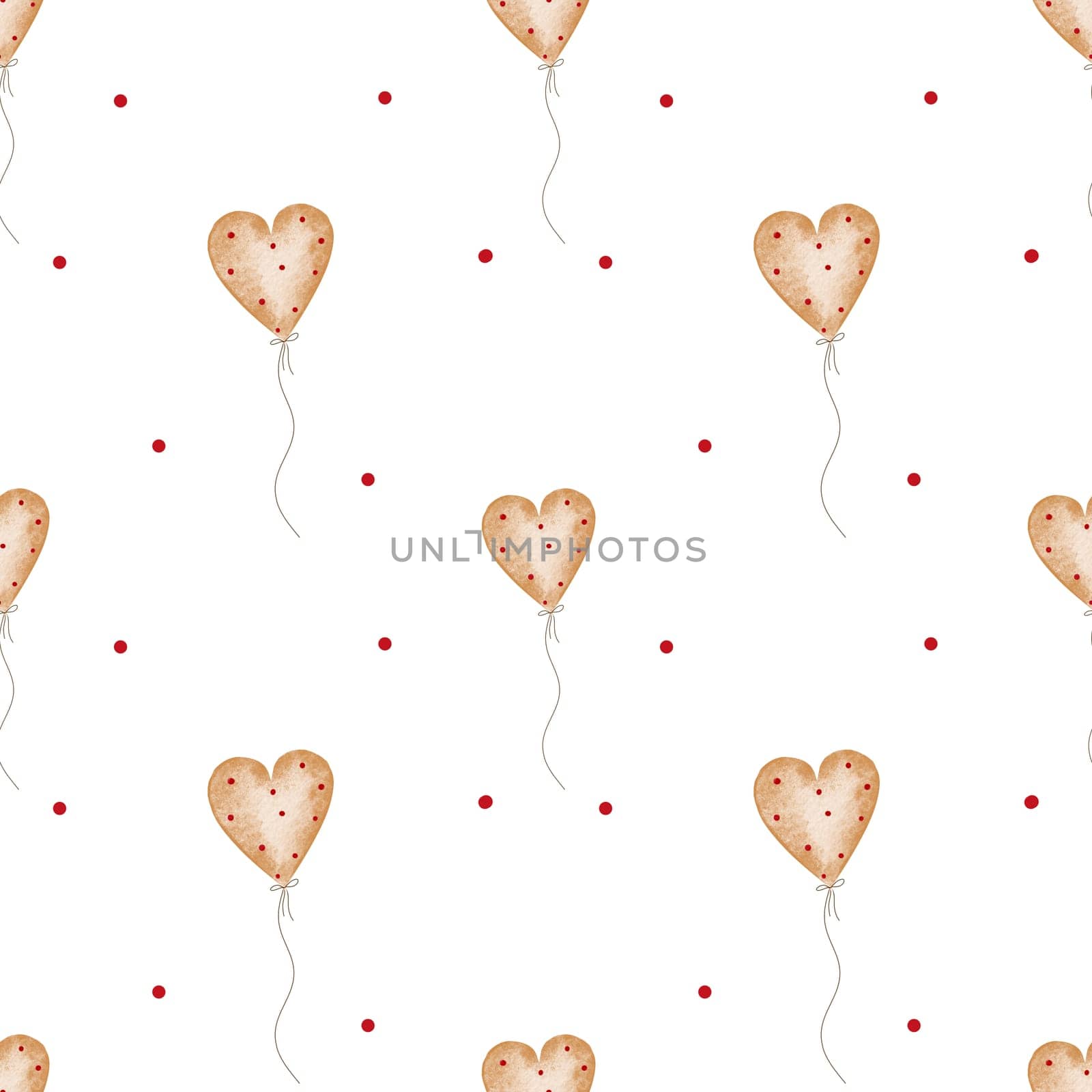 Cute watercolor pattern with heart balloons. seamless texture for printing on fabrics and packaging paper. Valentine's day illustration by TatyanaTrushcheleva