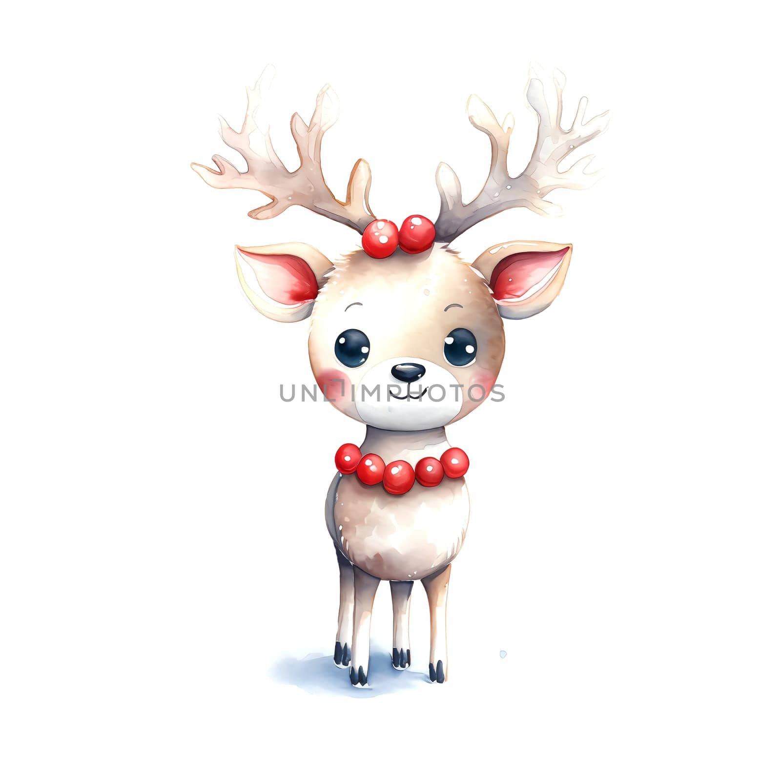 Watercolor Christmas Deer. Clipart. AI generated. by AndreyKENO