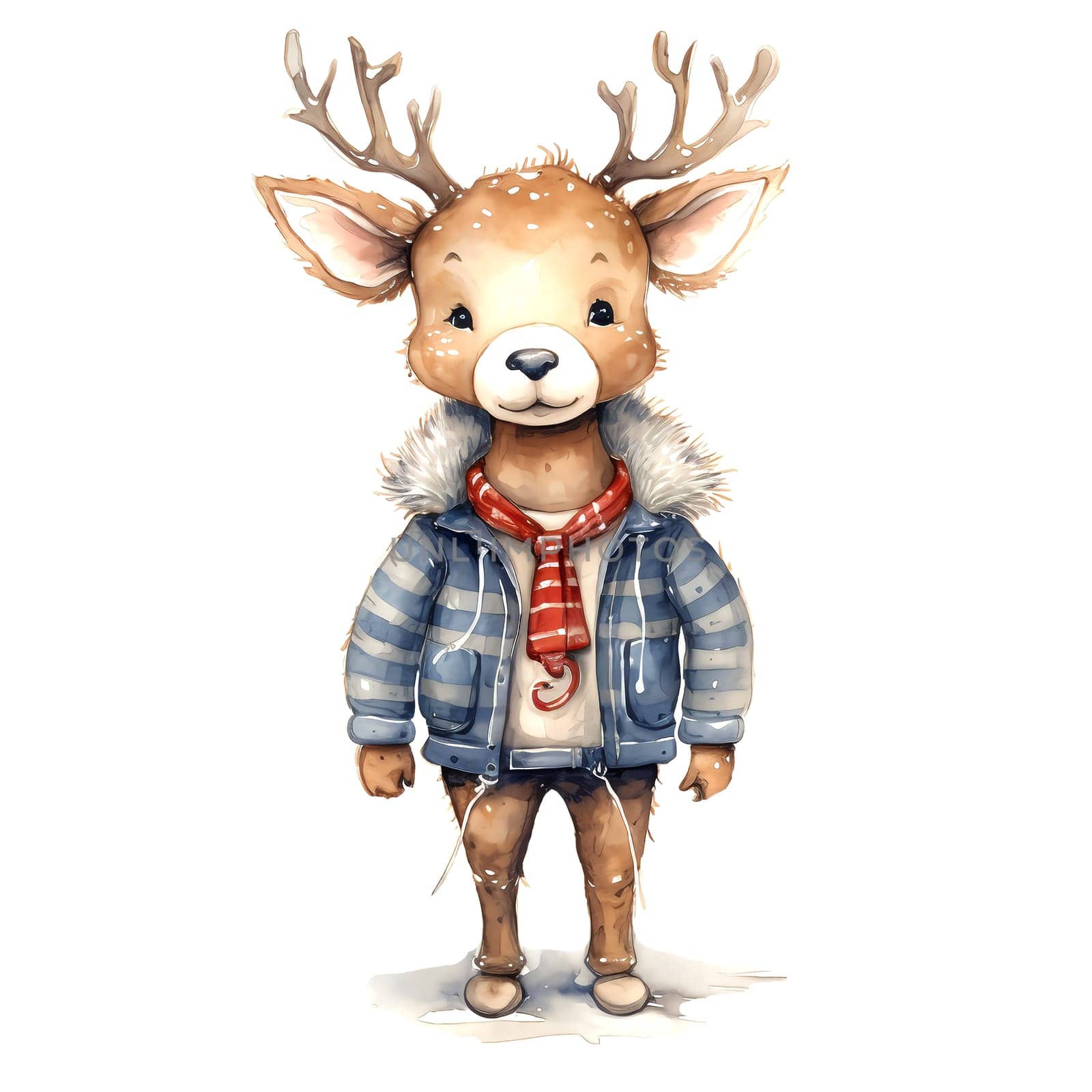 Watercolor Christmas Deer. Clipart. AI generated. by AndreyKENO