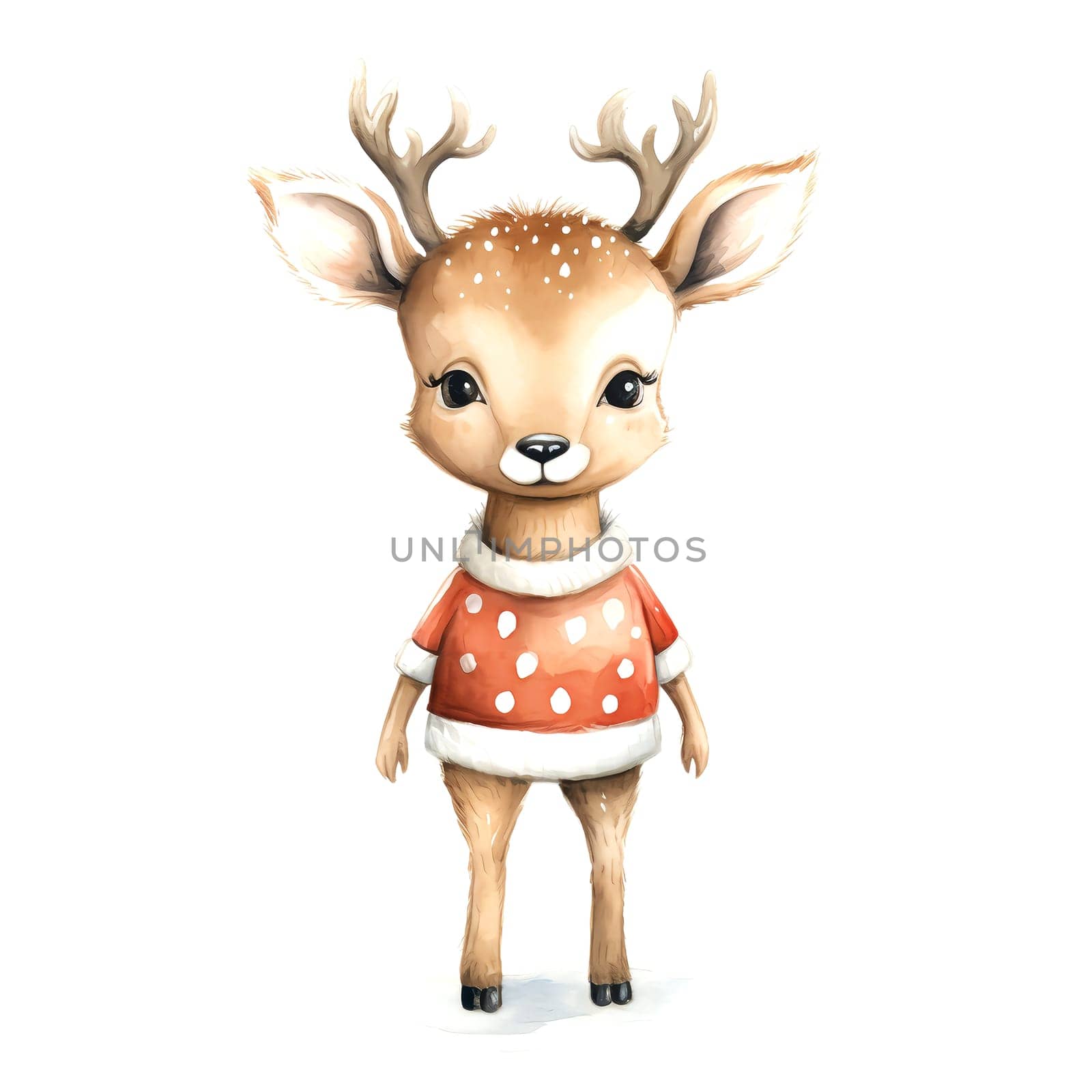 Watercolor Christmas Deer. Clipart. AI generated. by AndreyKENO