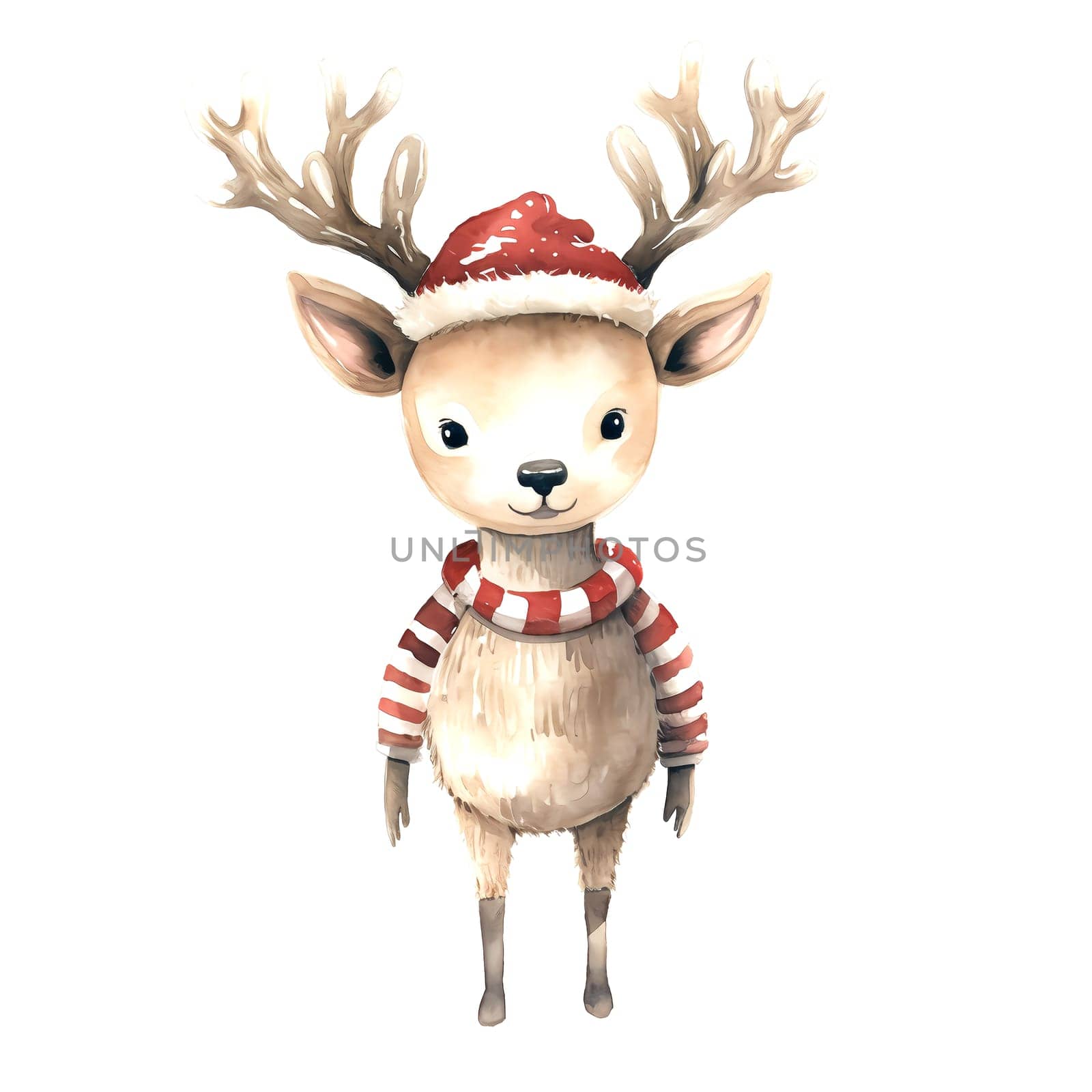 Watercolor Christmas Deer. Clipart. AI generated. by AndreyKENO