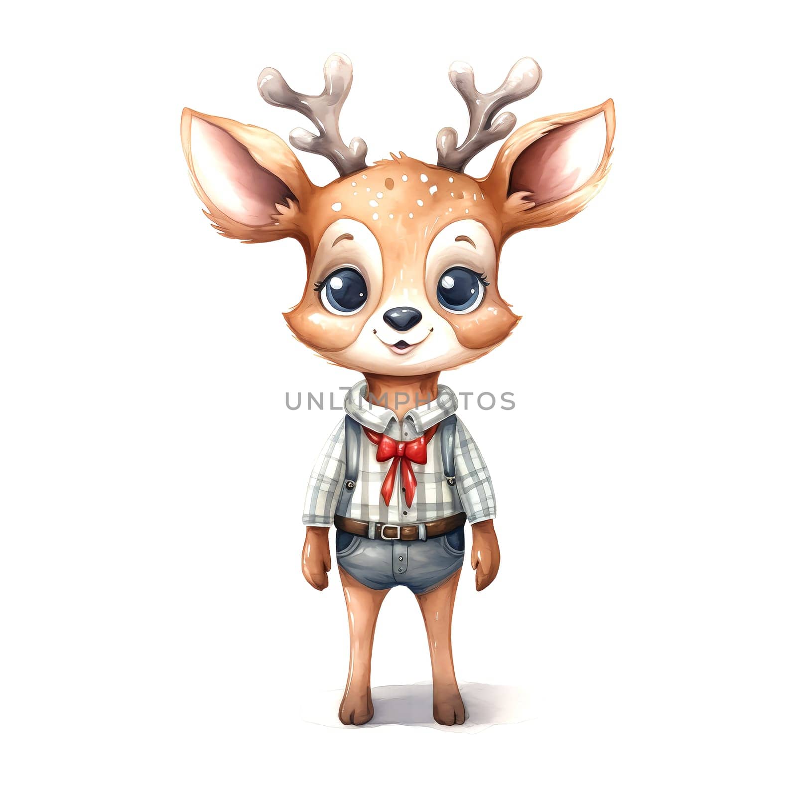 Watercolor Christmas Deer. Clipart. AI generated. by AndreyKENO