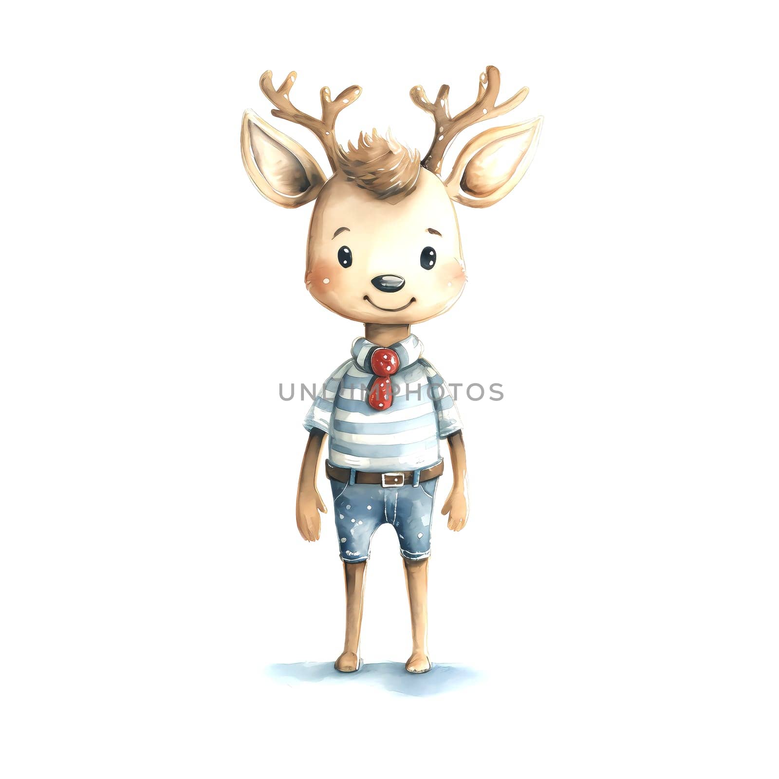 Watercolor Christmas Deer. Clipart. AI generated. by AndreyKENO