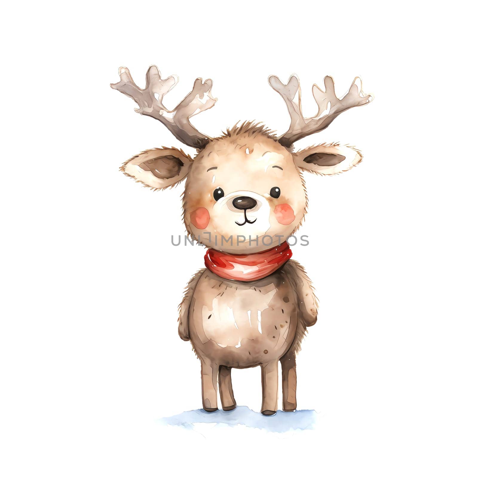 Watercolor Christmas Deer. Clipart. AI generated. by AndreyKENO