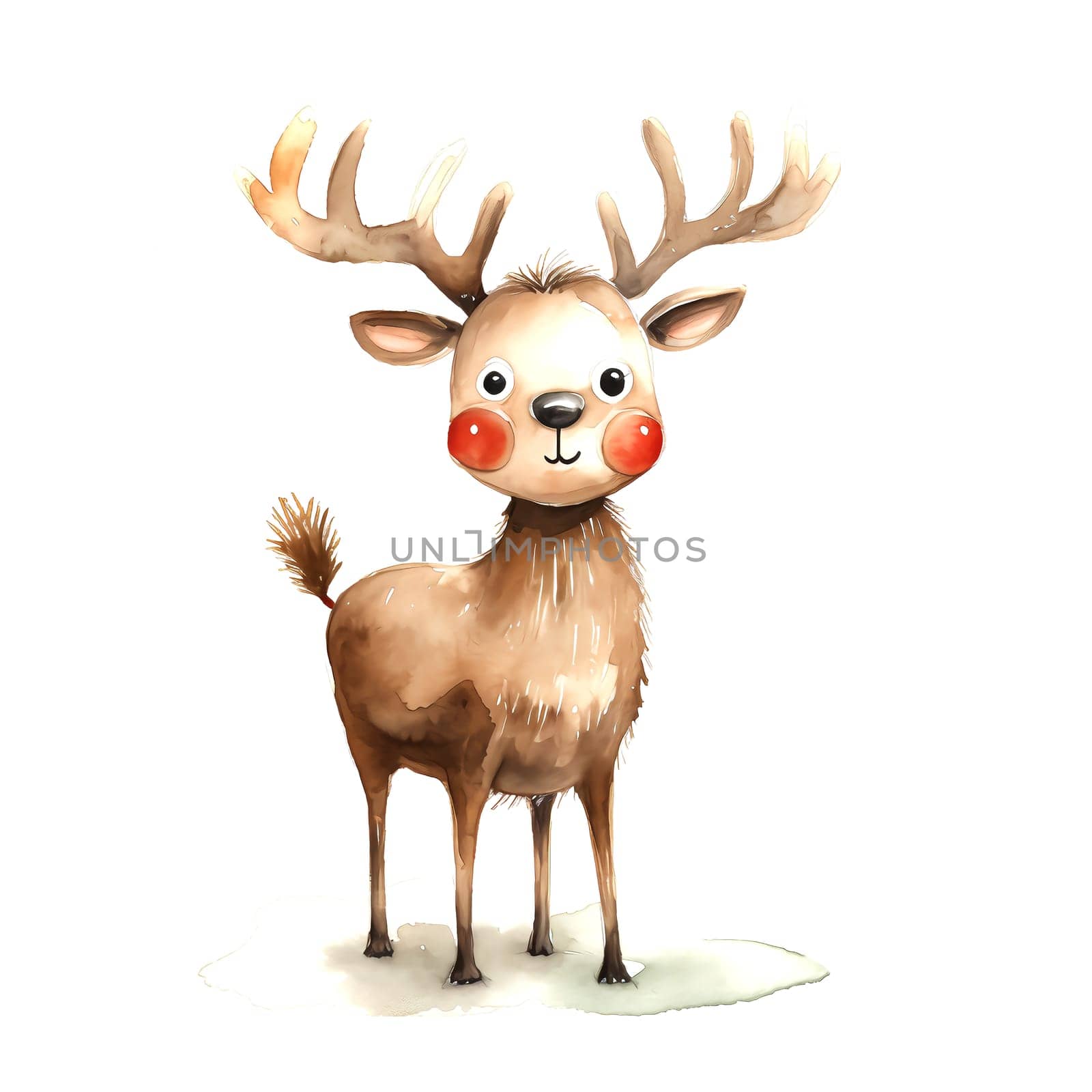 Watercolor Christmas Deer. Clipart. AI generated. by AndreyKENO