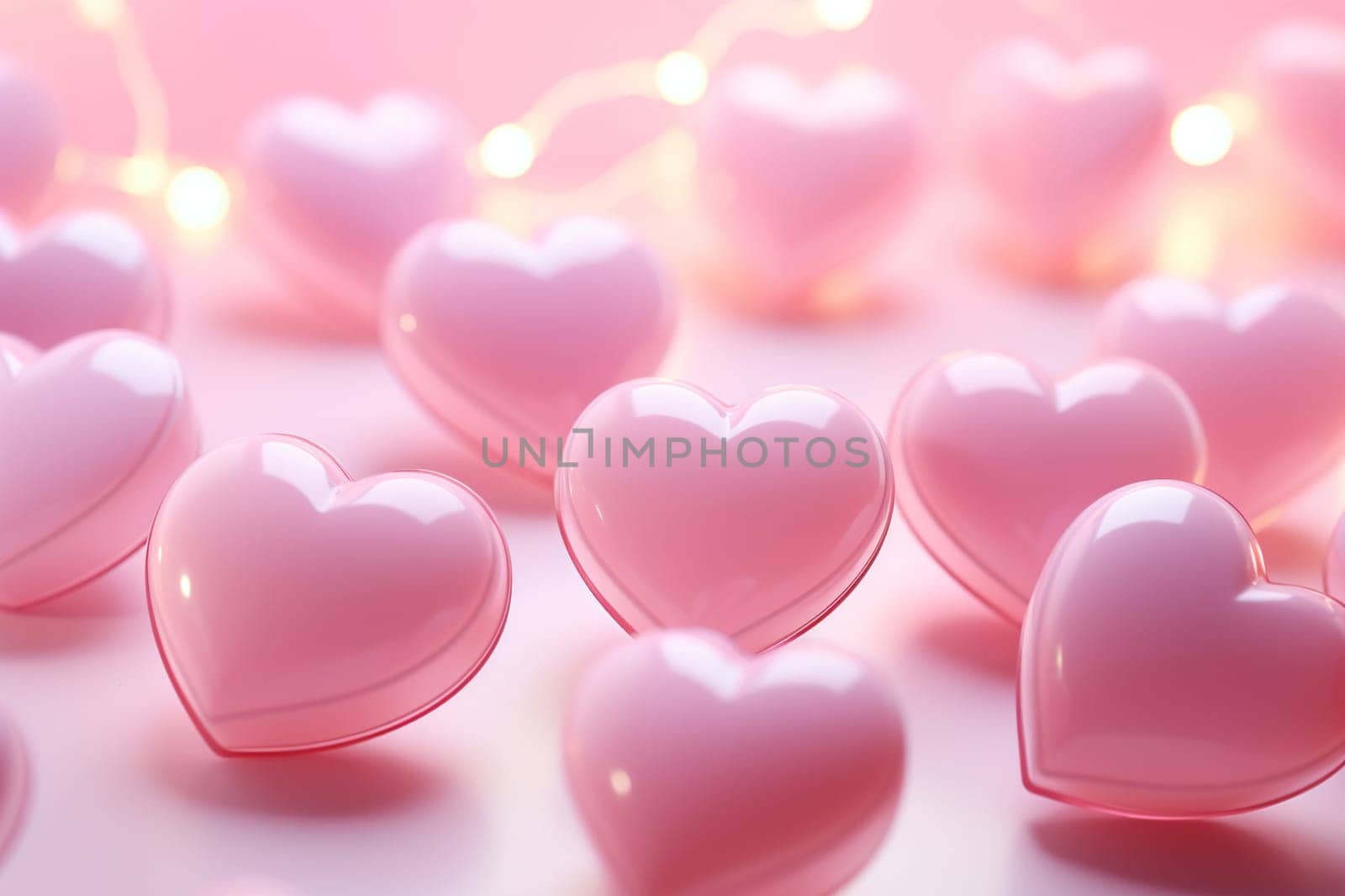 Soft pink background with hearts for Valentine's Day. Generated by artificial intelligence by Vovmar