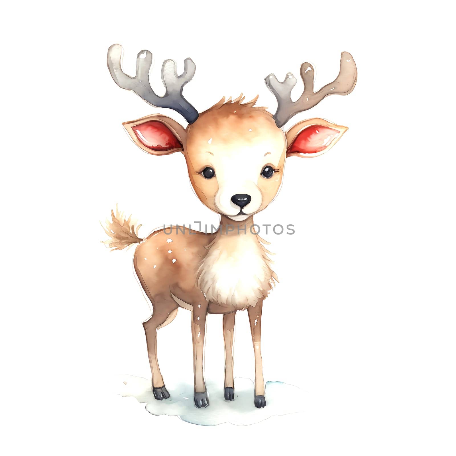 Watercolor Christmas Deer. Clipart. AI generated. by AndreyKENO