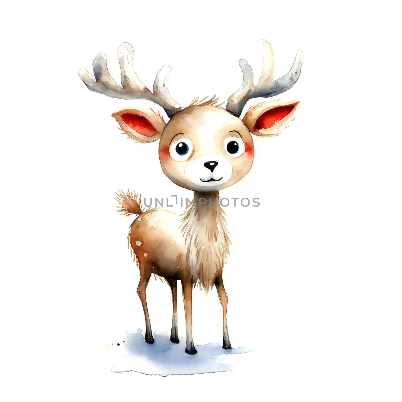 Watercolor Christmas Deer. Clipart. AI generated. by AndreyKENO