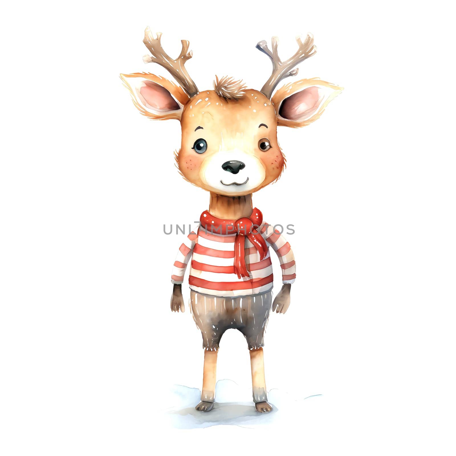 Watercolor Christmas Deer. Clipart. AI generated. by AndreyKENO