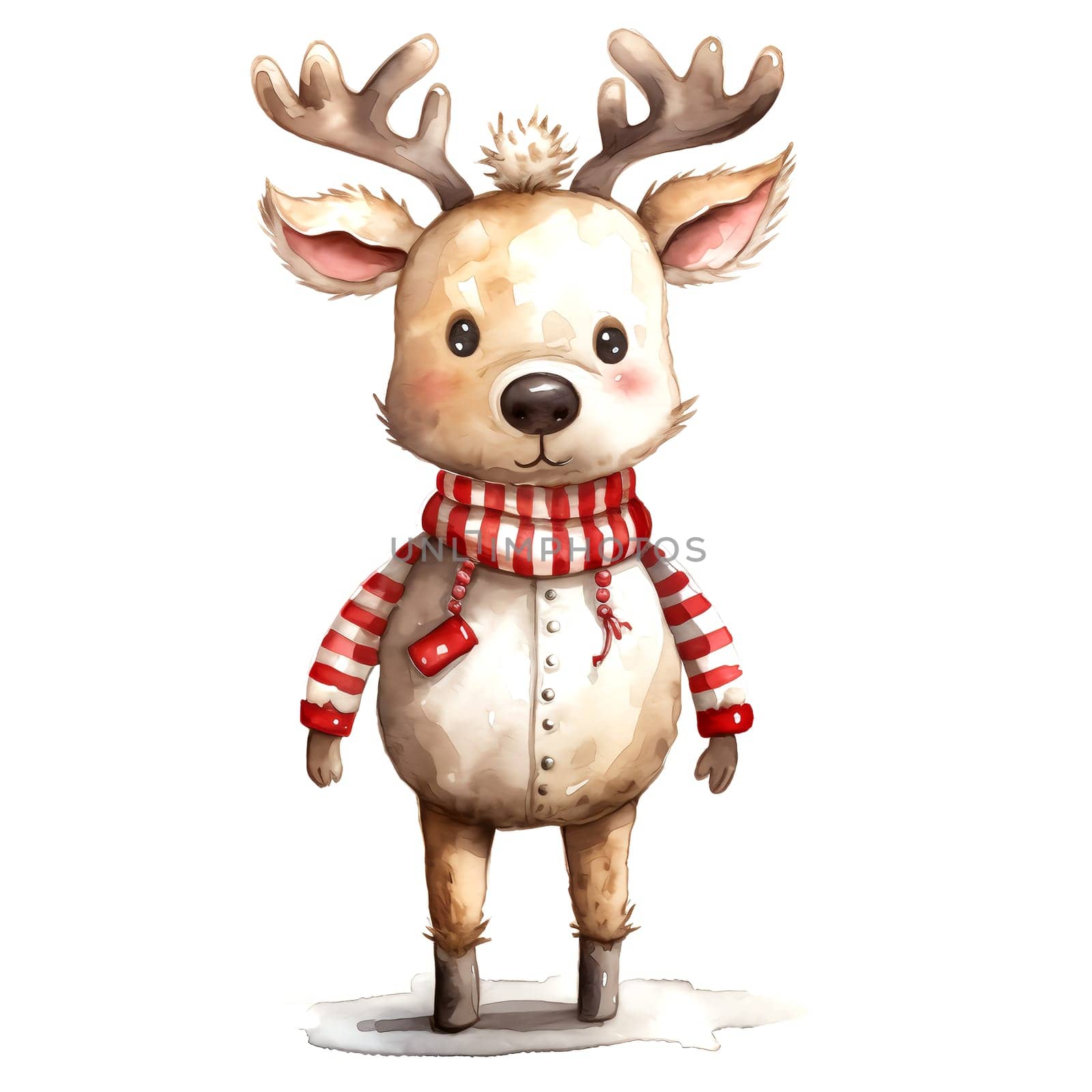 Watercolor Christmas Deer. Clipart. AI generated. by AndreyKENO