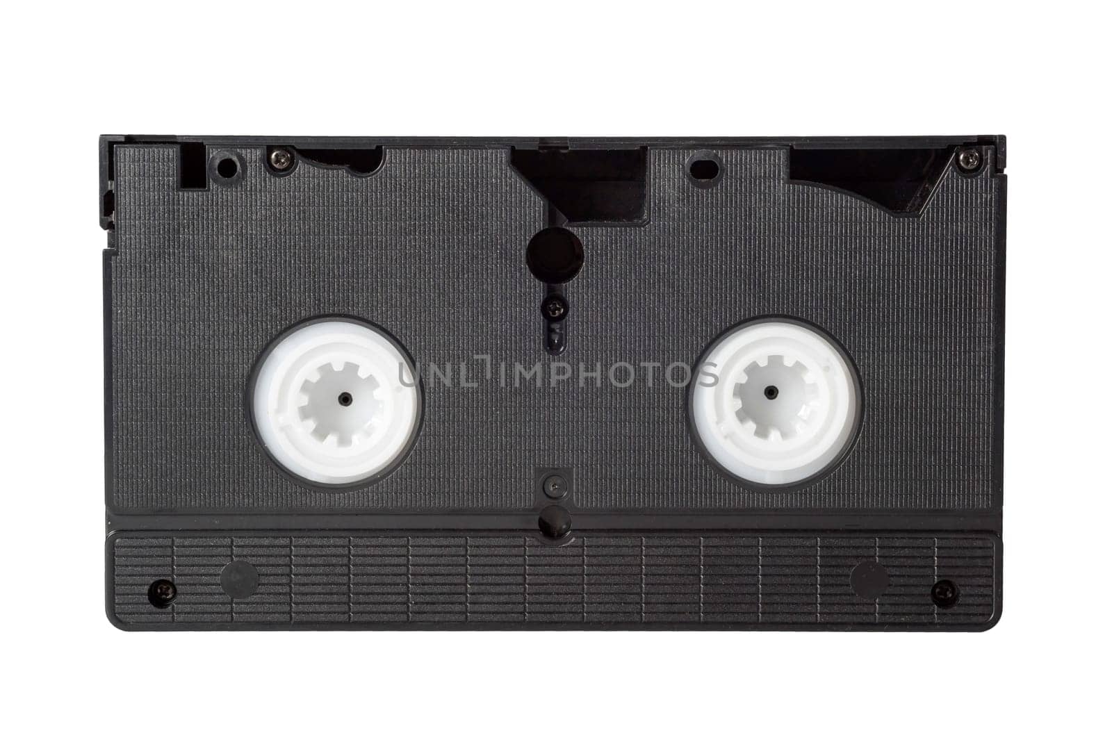 Old video cassette isolated on white background.