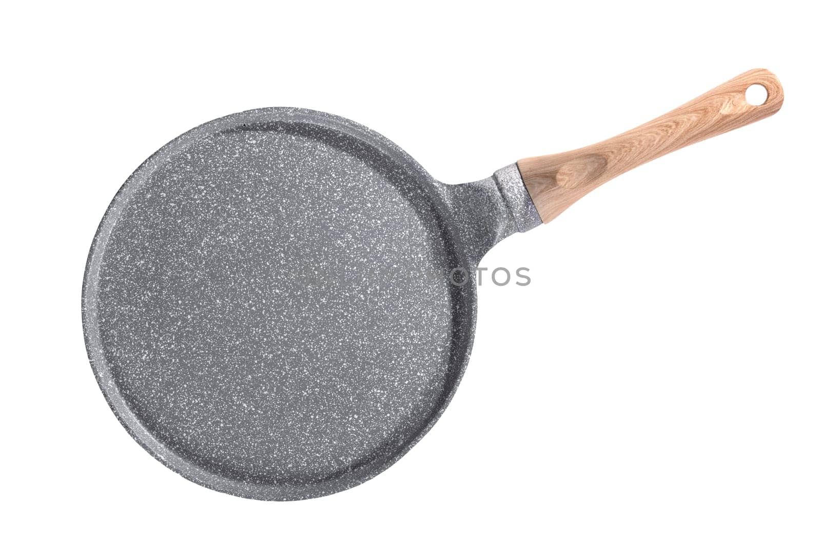 Empty pan for frying pancakes isolated on a white background. Top view.