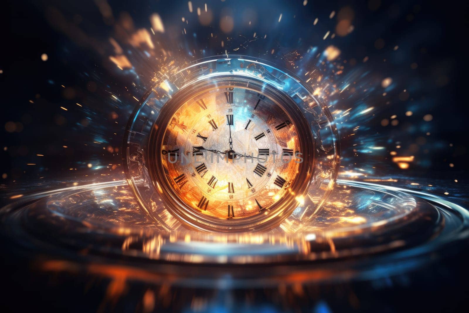 Clock in time space. time concept, Futuristic abstract background.by Generative AI..