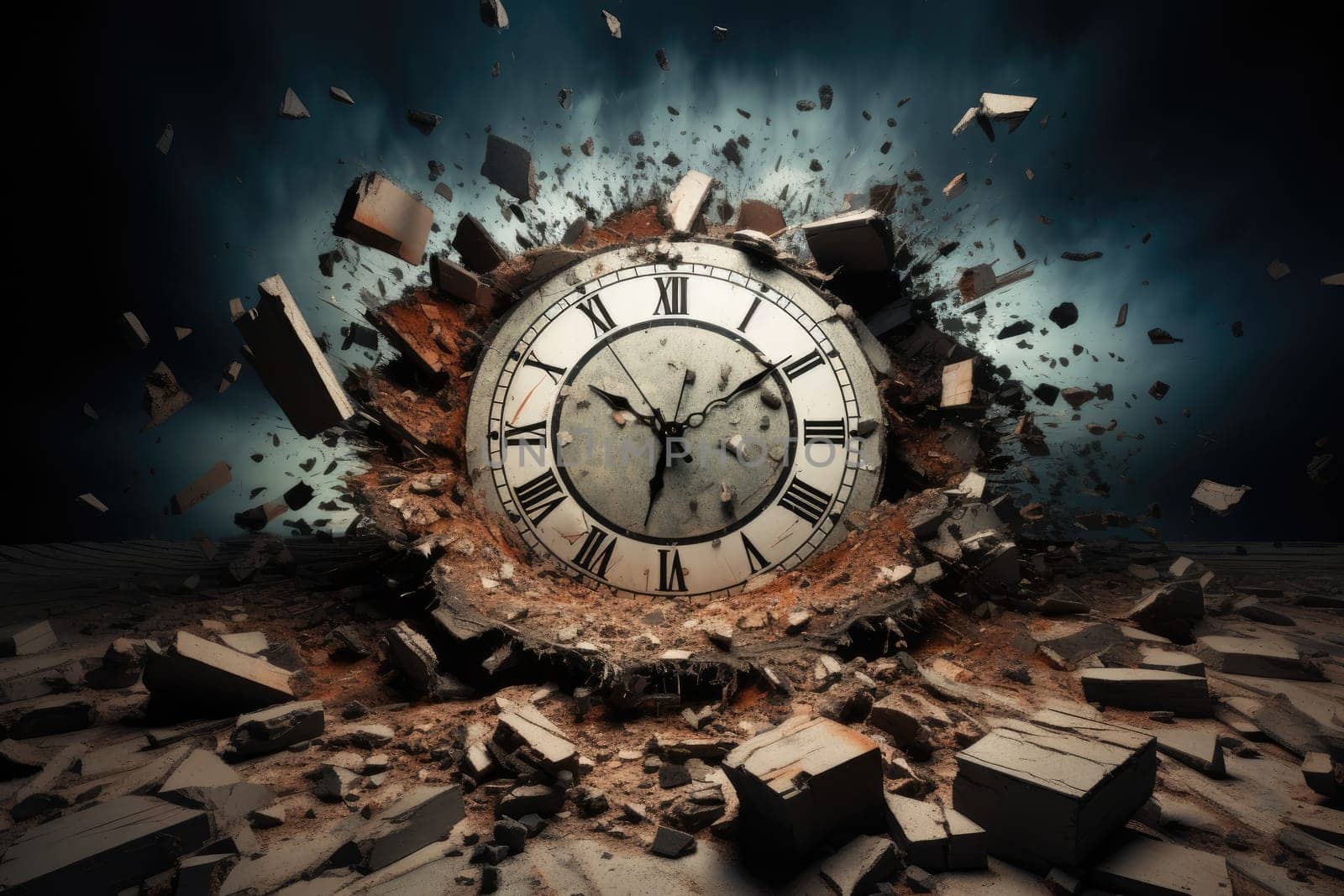 Clock in time space. time concept, Futuristic abstract background.by Generative AI..