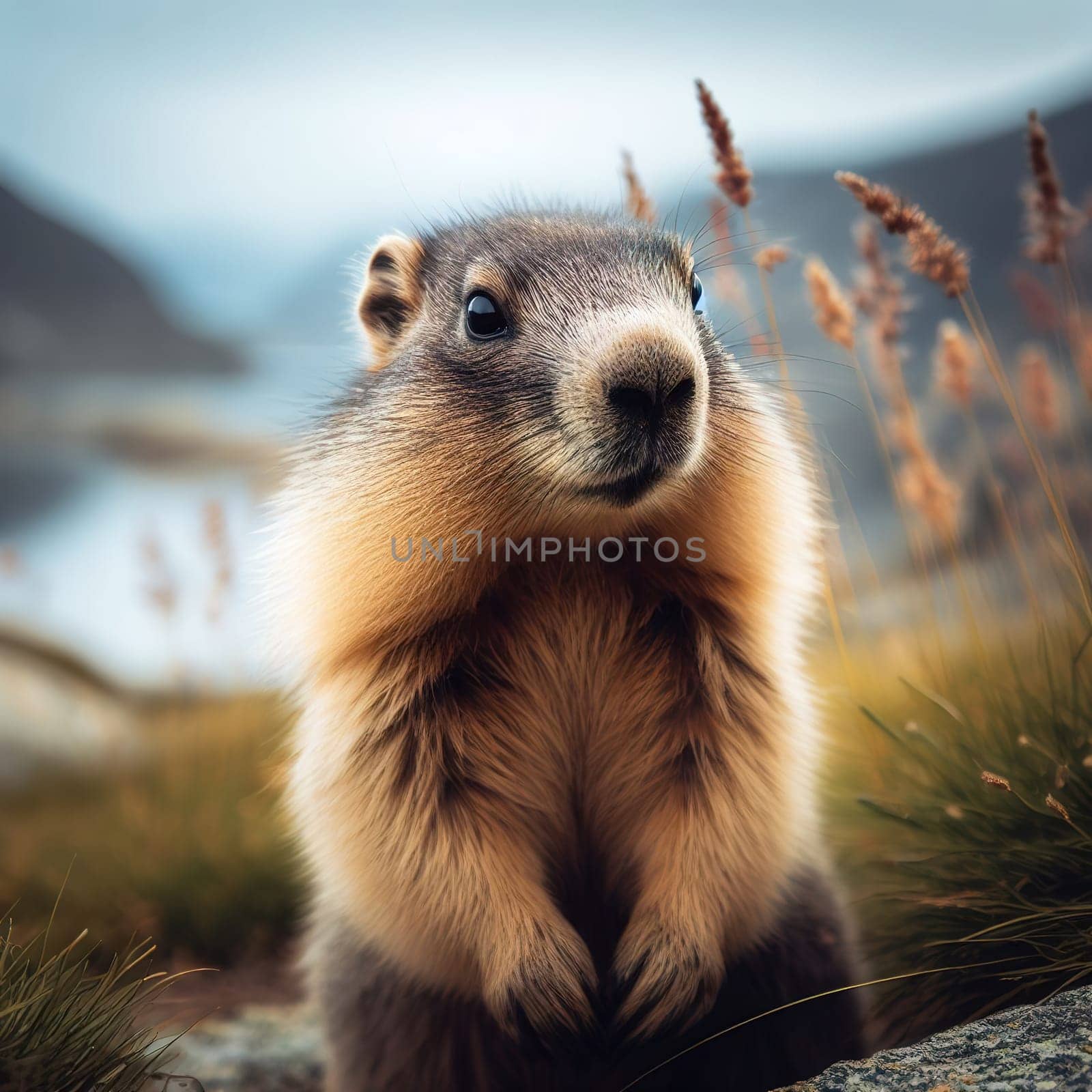 Illustration on the theme of Groundhog Day. Generative AI. High quality illustration