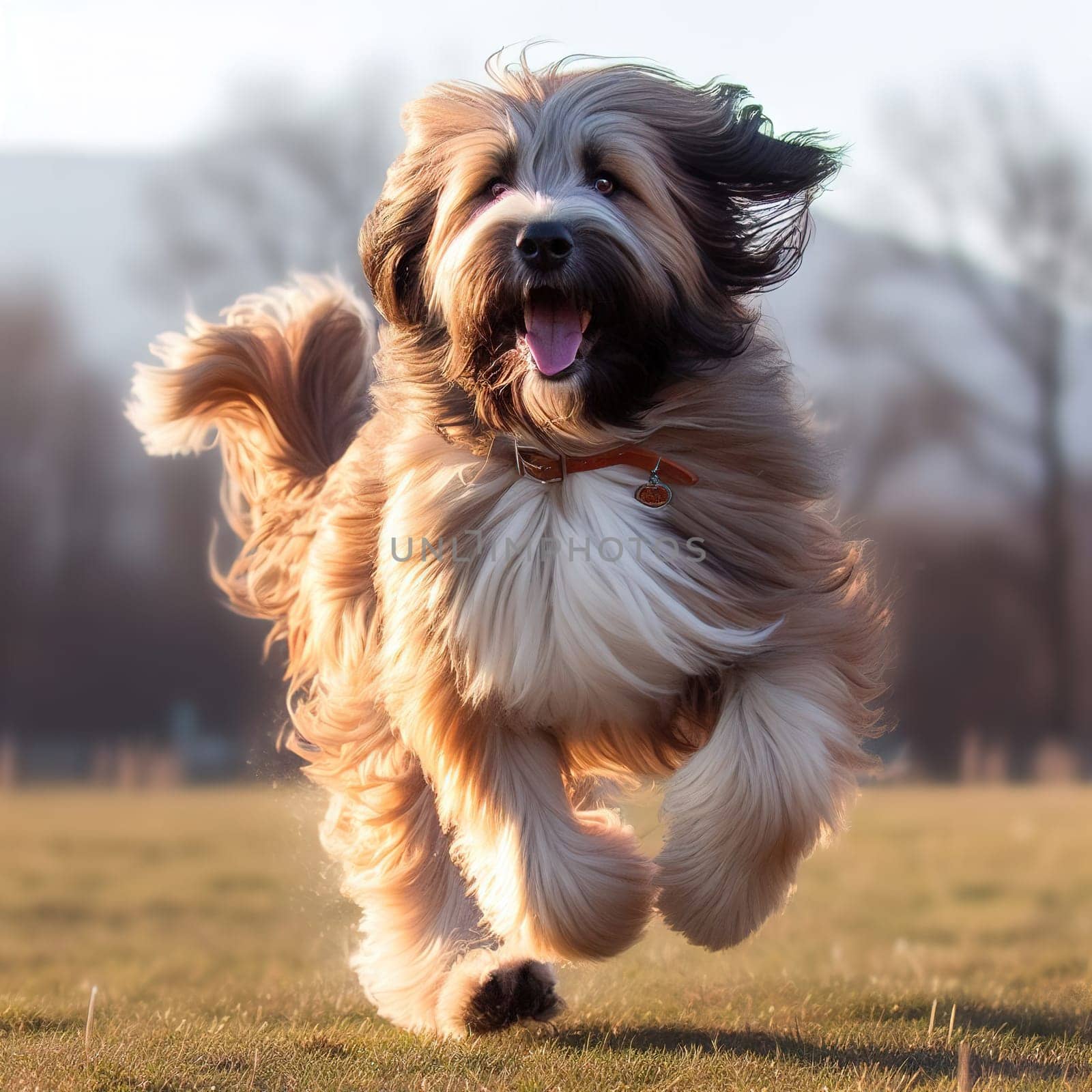 Illustration on the theme of a cute puppy dog. Generative AI. High quality illustration