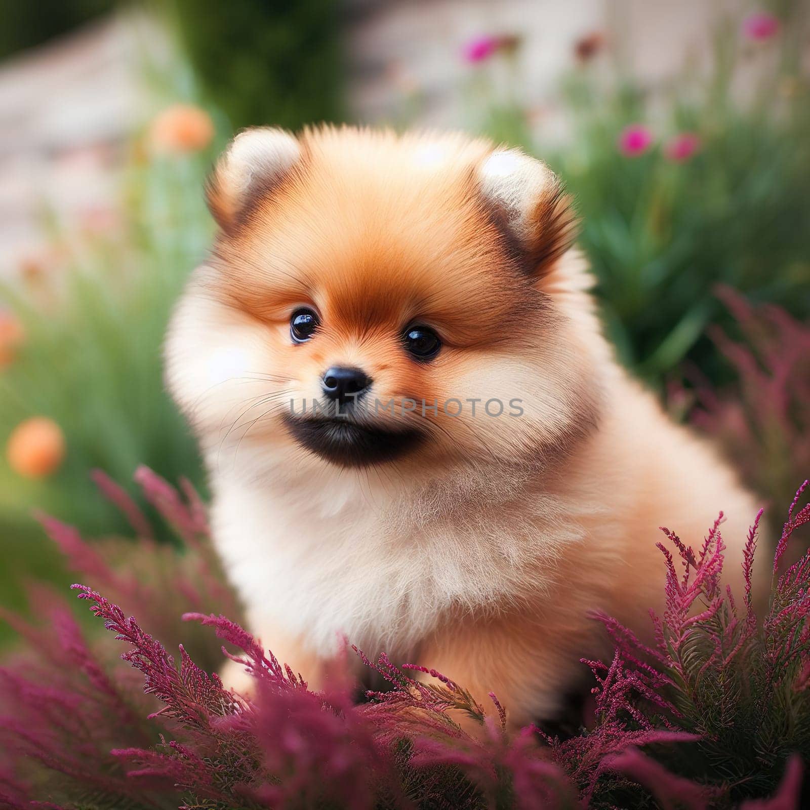 Illustration on the theme of a cute puppy dog. Generative AI. High quality illustration