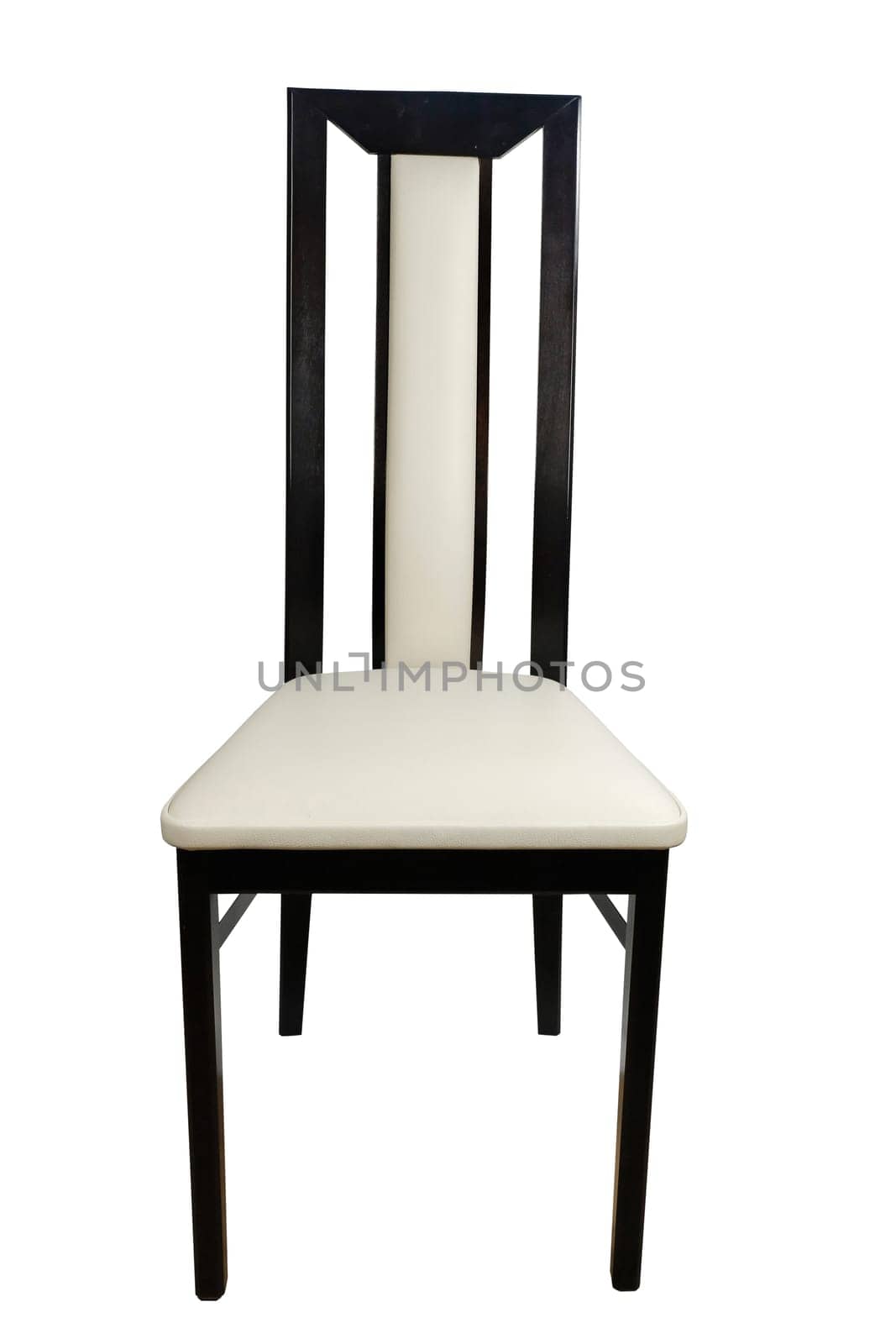 Wooden leather chair isolated on a white background.