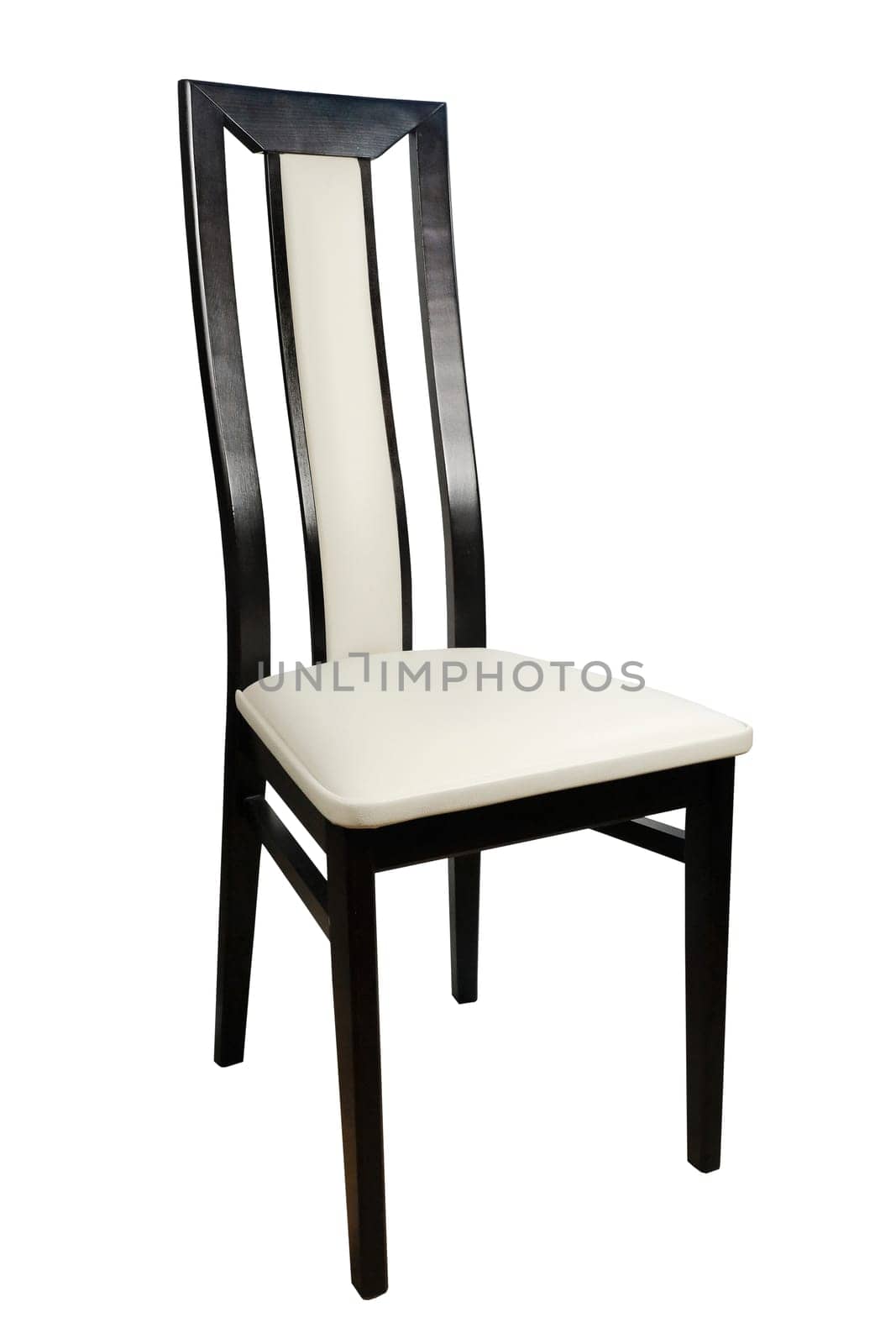 Wooden leather chair isolated on a white background.