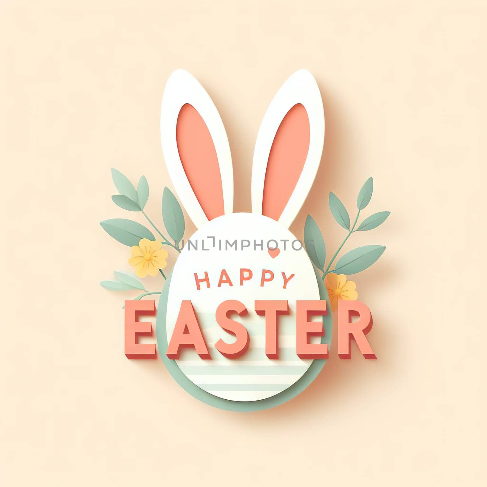 Happy Easter banner, poster, greeting card. Fashionable Easter design with bunny, flowers, eggs in pastel colors. Modern minimalist style