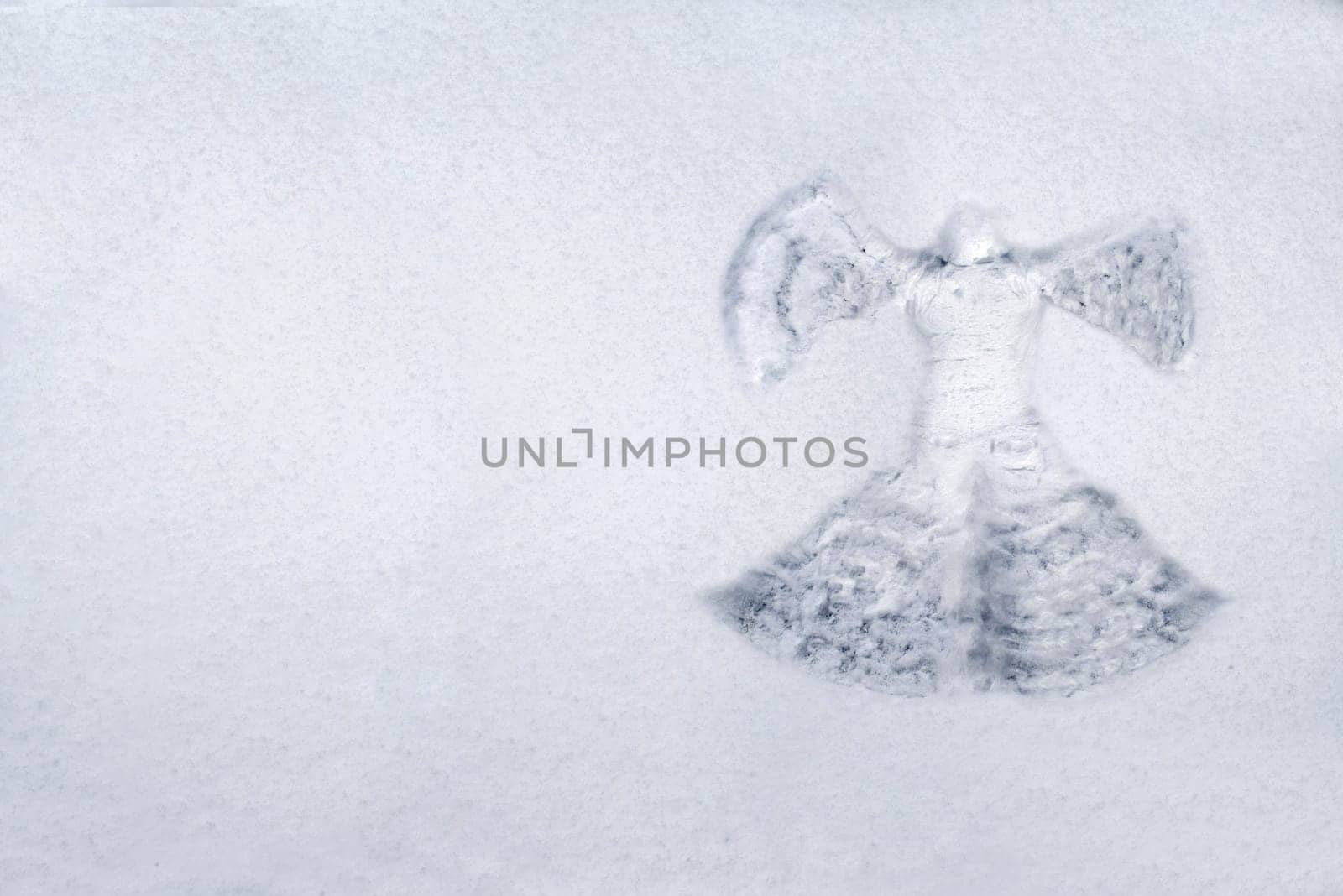 Snow angel made in the white snow
