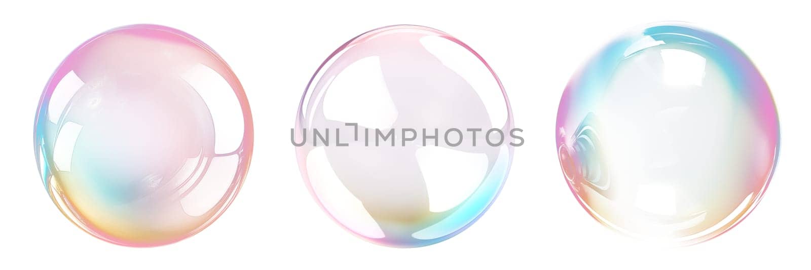 Set of soap bubbles isolated on a transparent background close-up. Flying soap bubbles in PNG format. Attributes of fun. High quality photo