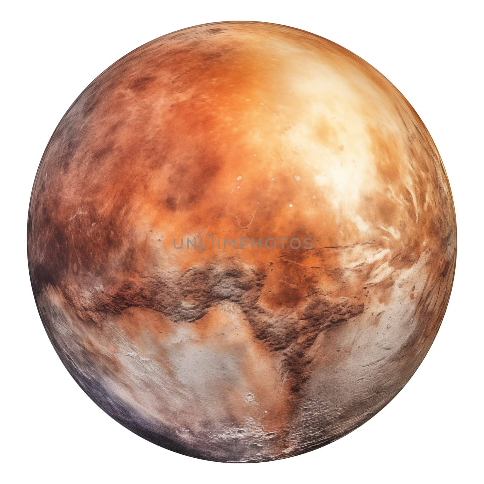 Realistic image of planet Pluto on a transparent background. Planet Pluto isolated on transparent background in PNG format, space elements, astronomy concept. High quality photo