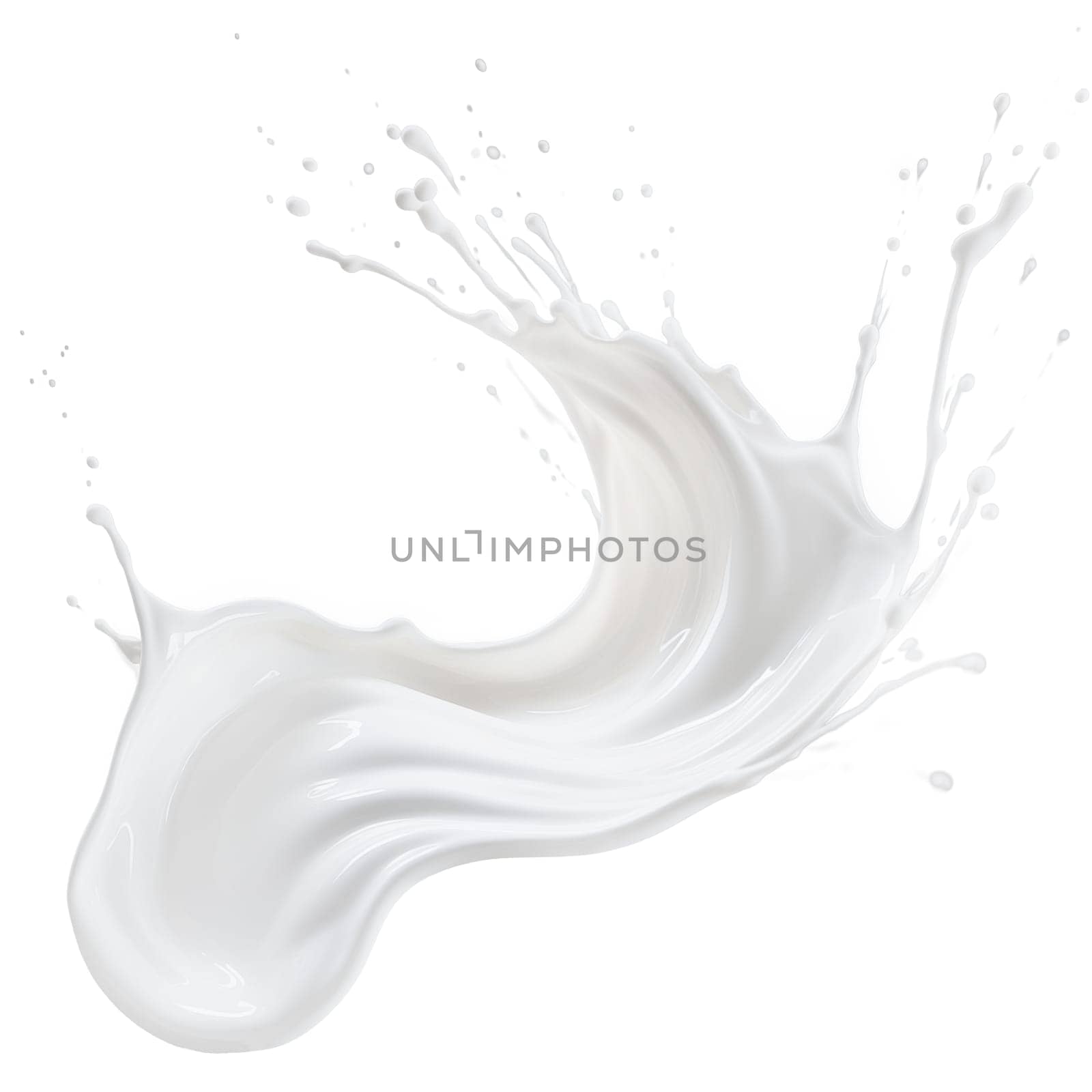 Milk splashes isolated on transparent background. Milk splashes and drops flying in different directions isolated on a white background. Splashes of white liquid. by SERSOL