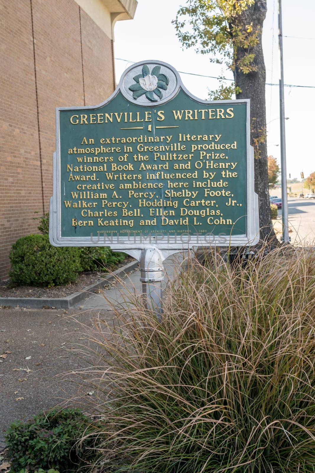 Sign of famous writers in the small town of Greenville, MS by steheap