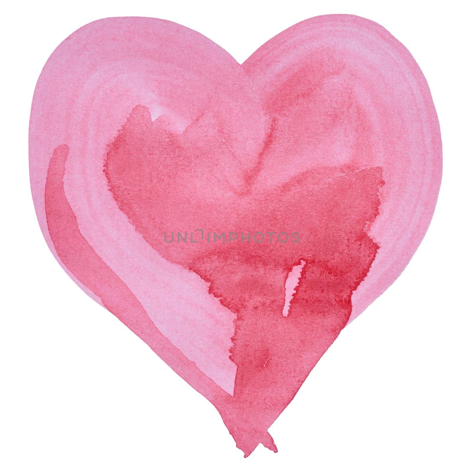 Heart drawn with watercolor paint, element for designer