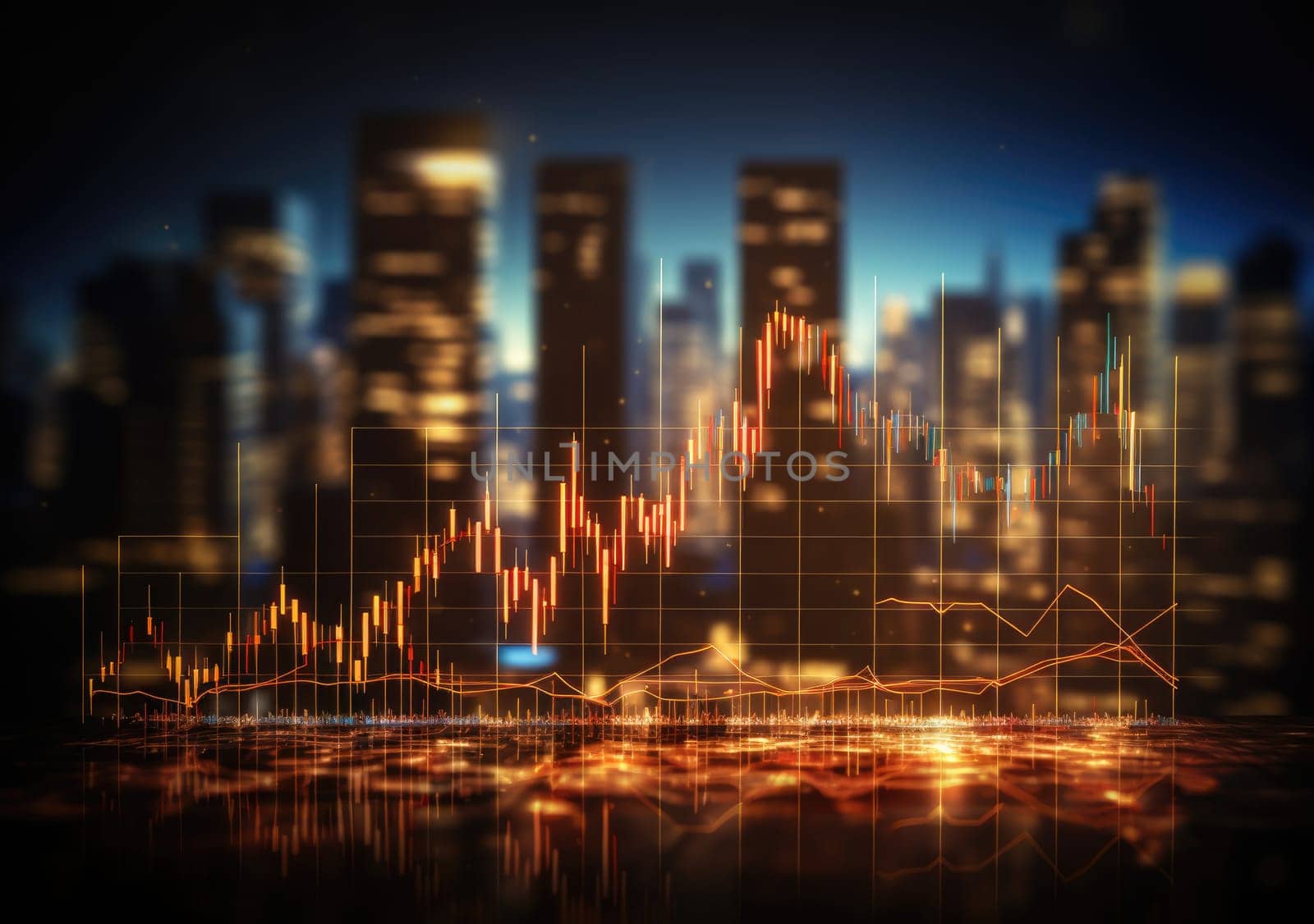 business perspective strategy chart, Candle stick of stock market or forex trading in perspective graphic design for financial investment concept.