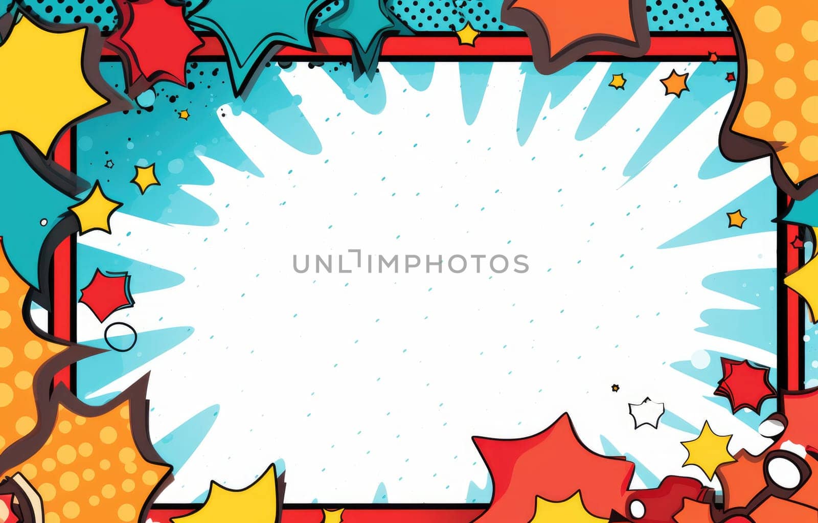 Color abstract cartoon background or children playground banner design element. overlay colorful spotty pattern of geometric shape, line and dot in trendy Memphis animation.