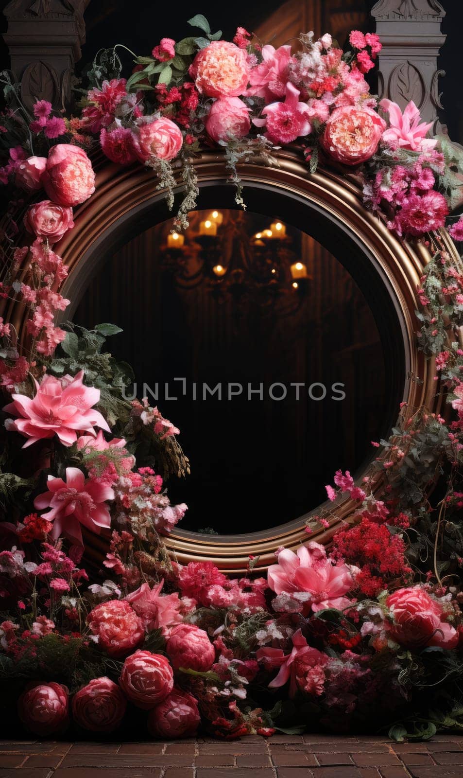 floral hoop digital backdrops. shoot set up with prop Flower and wood backdrop.